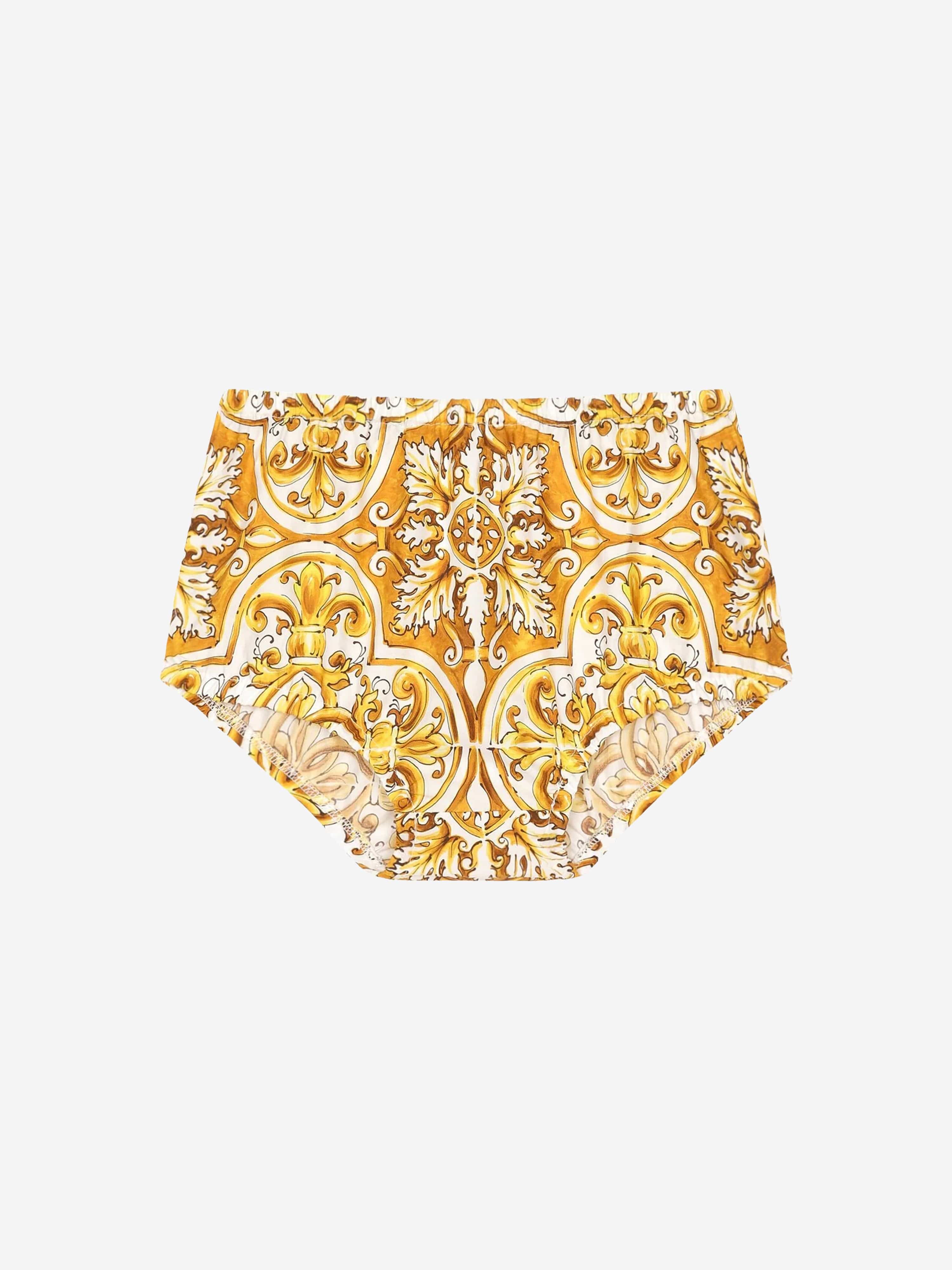 Dolce & Gabbana Baby Girls Maiolica Dress With Knickers in Yellow With Paypal Cheap Online