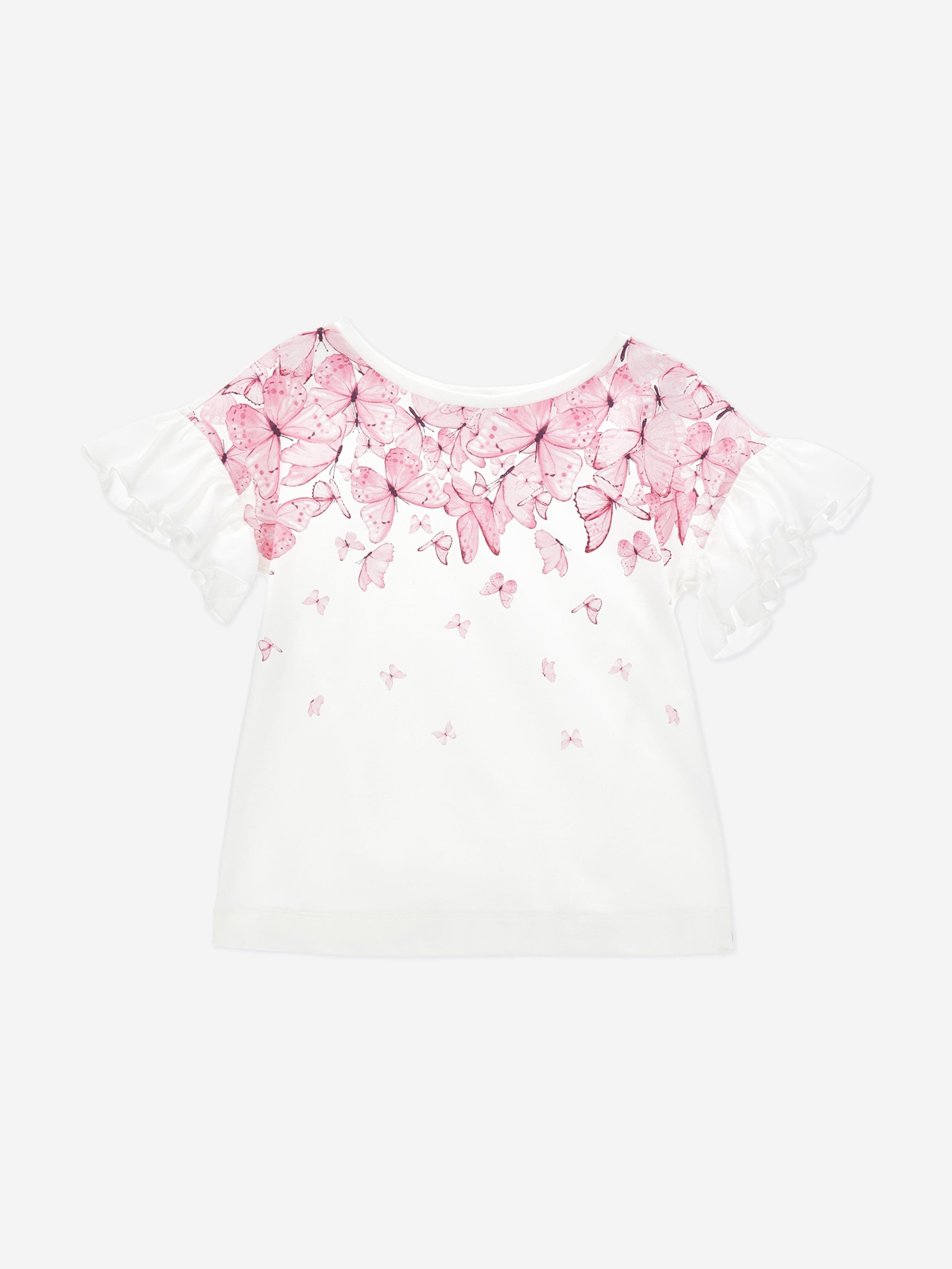 Girls Butterfly Print T-Shirt in Ivory Free Shipping Reliable