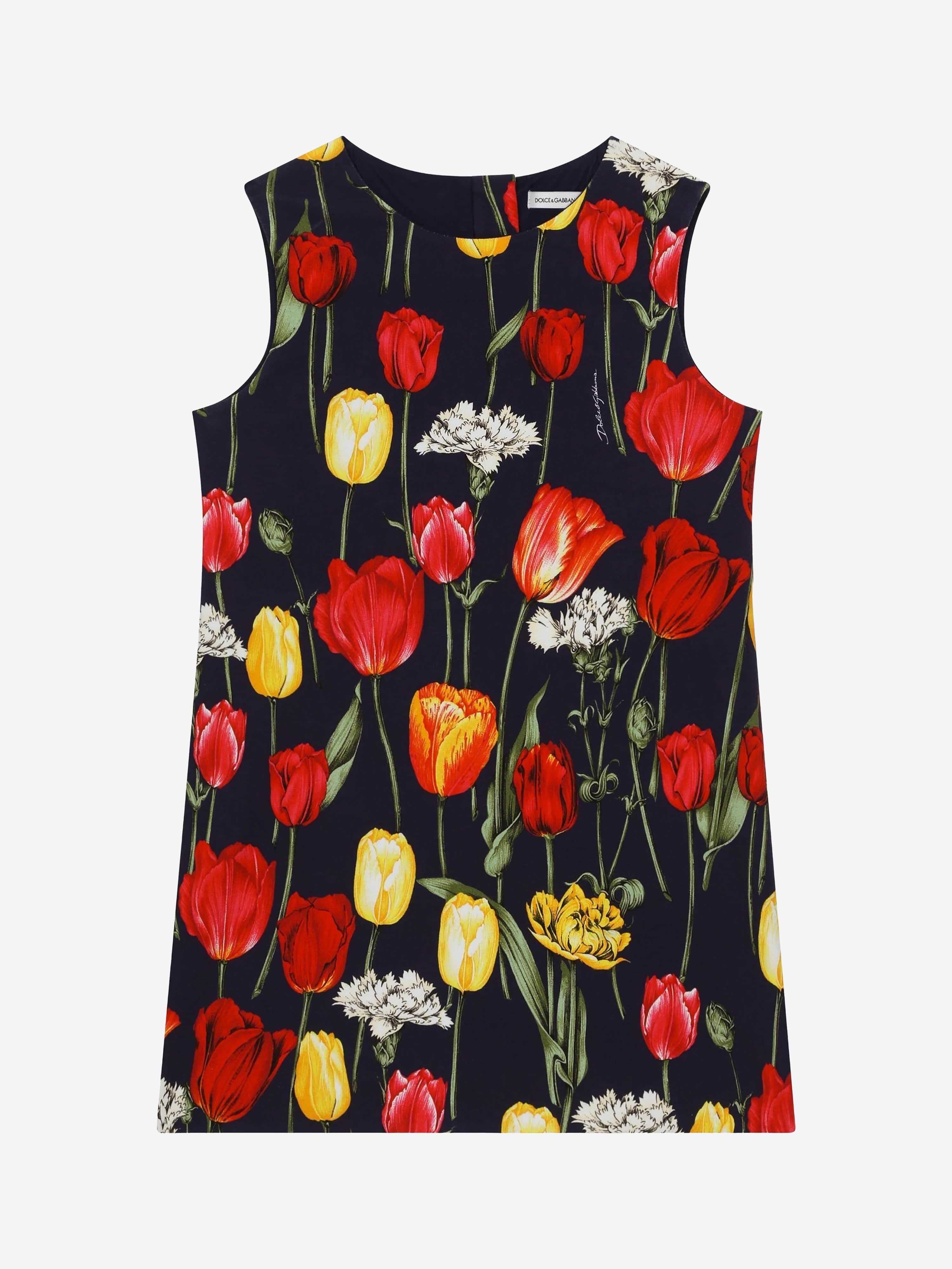 Dolce & Gabbana Girls Sleeveless Tulip Dress in Multicolour Online Online Cheap Pice