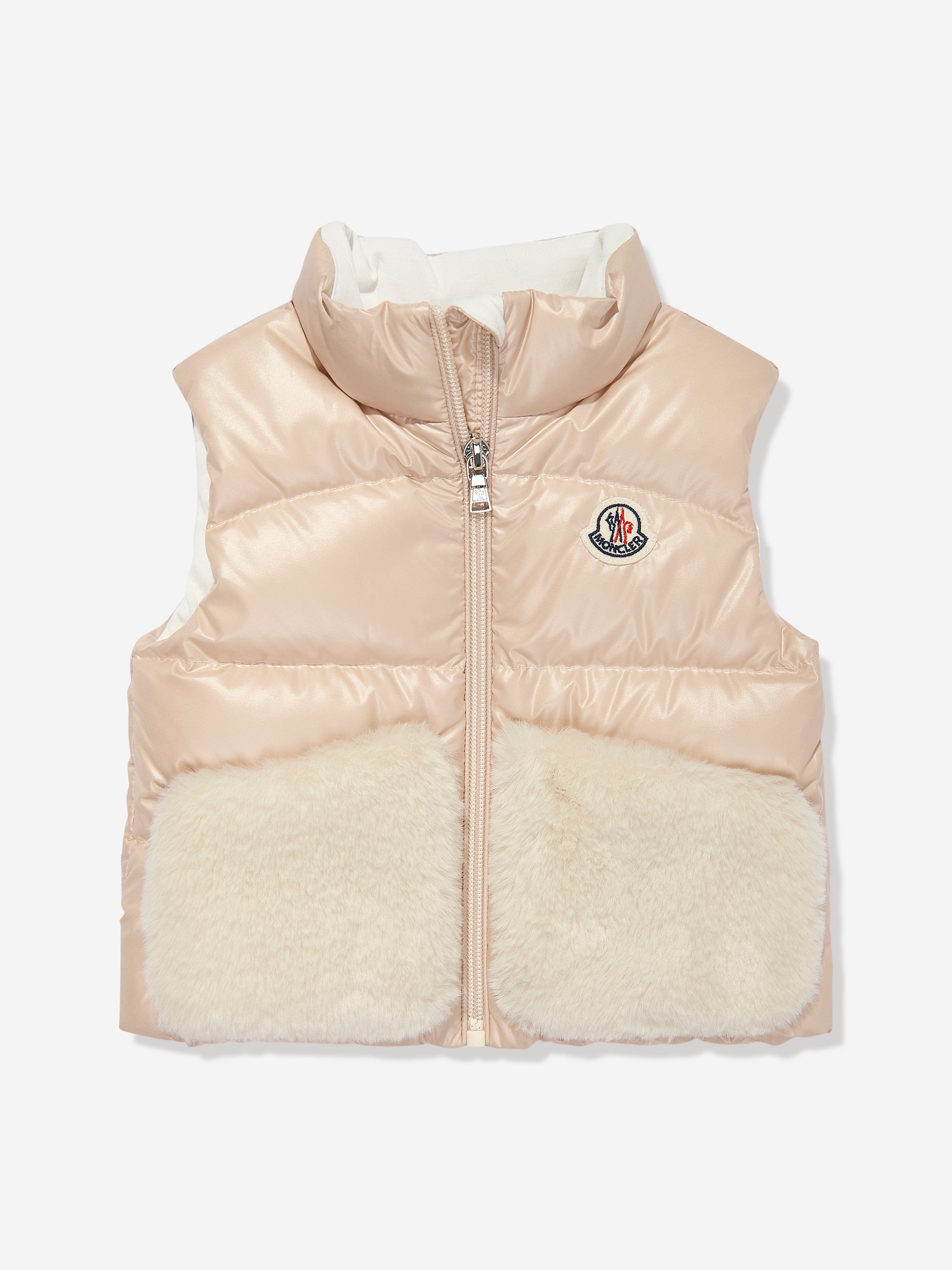 Moncler Enfant Baby Girls Down Padded Vive Gilet in Beige Sale Nicekicks