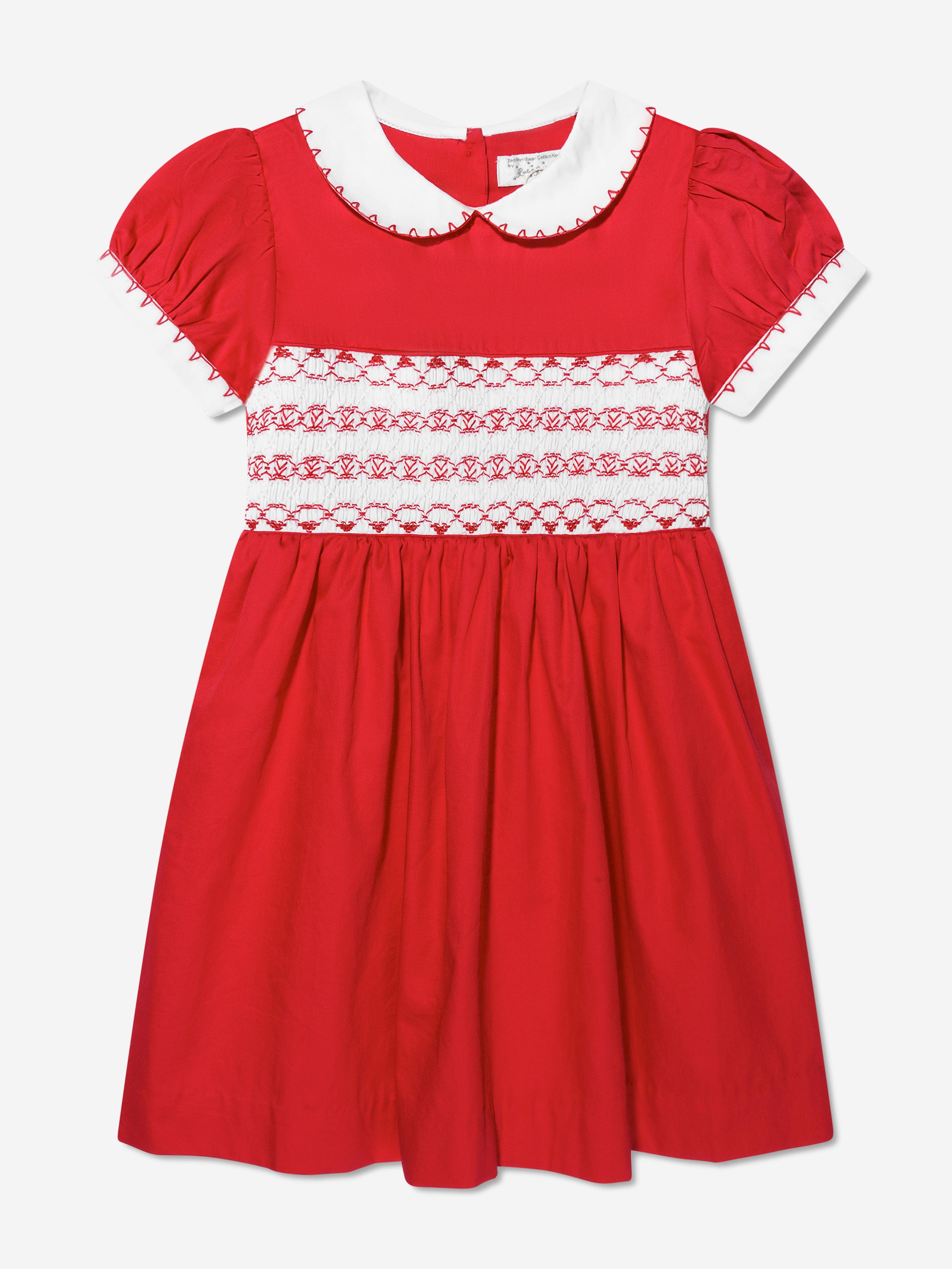 Rachel Riley Girls Classic Smocked Dress in Red Cheap Sale Brand New Unisex