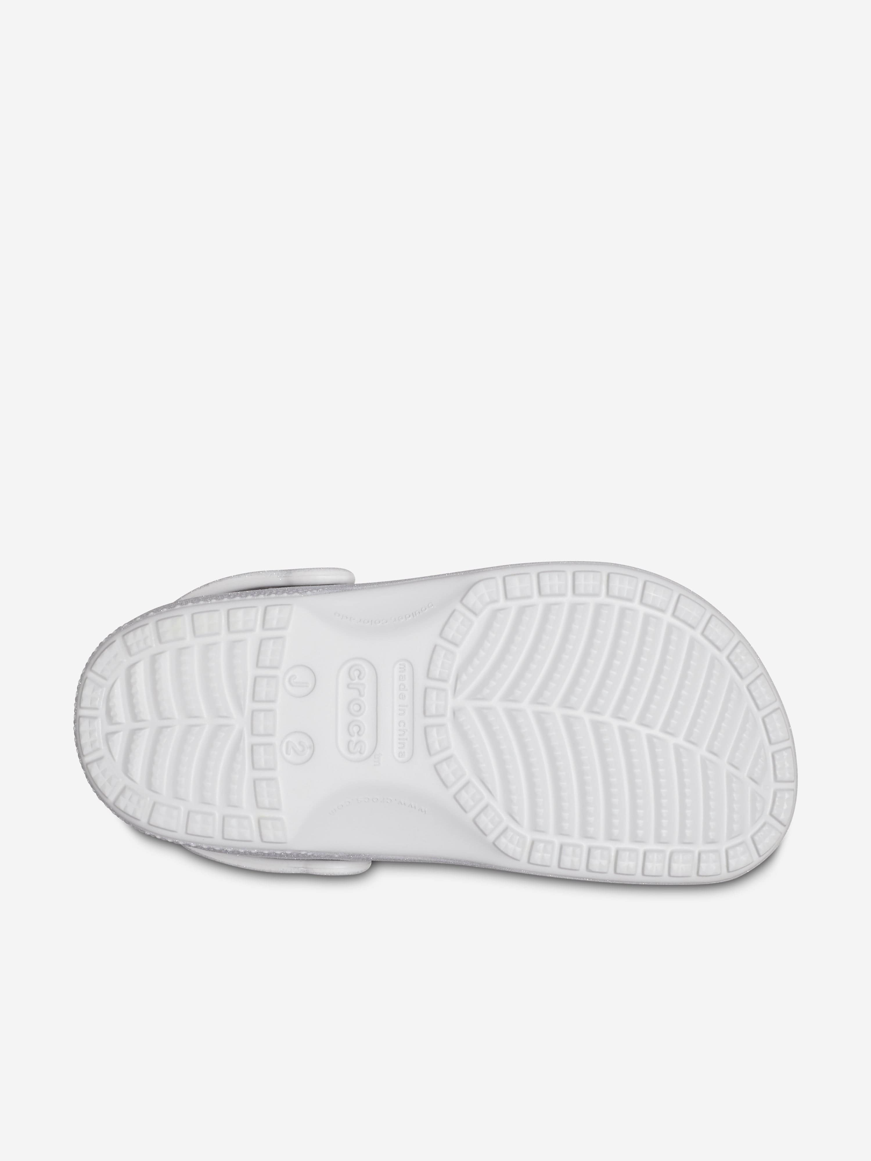 Crocs Girls Classic Glitter Clog in Silver Clearance 100% Original