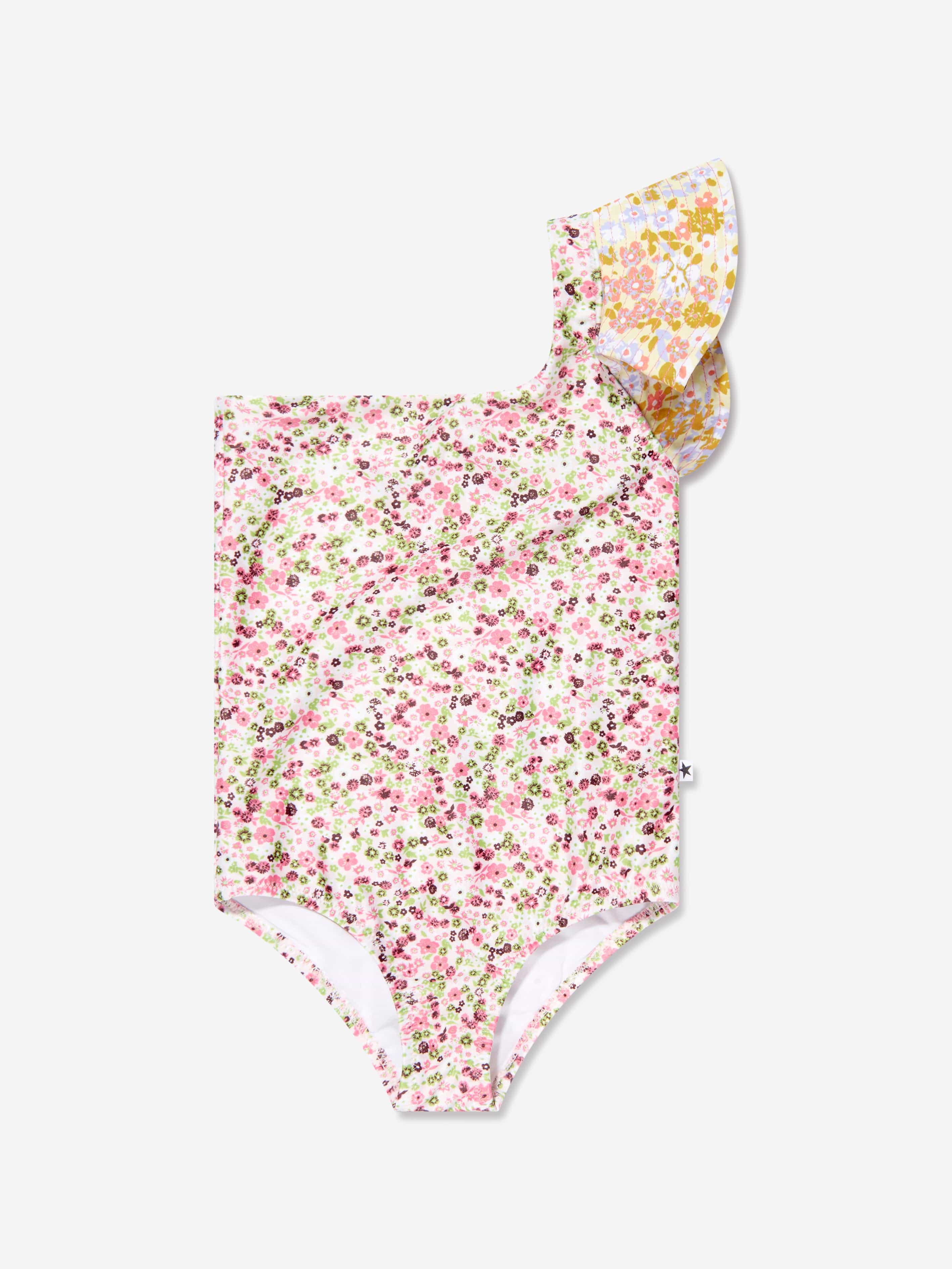 Molo Girls Meadow Print Nitt Swimsuit In Yellow Cheap Supply