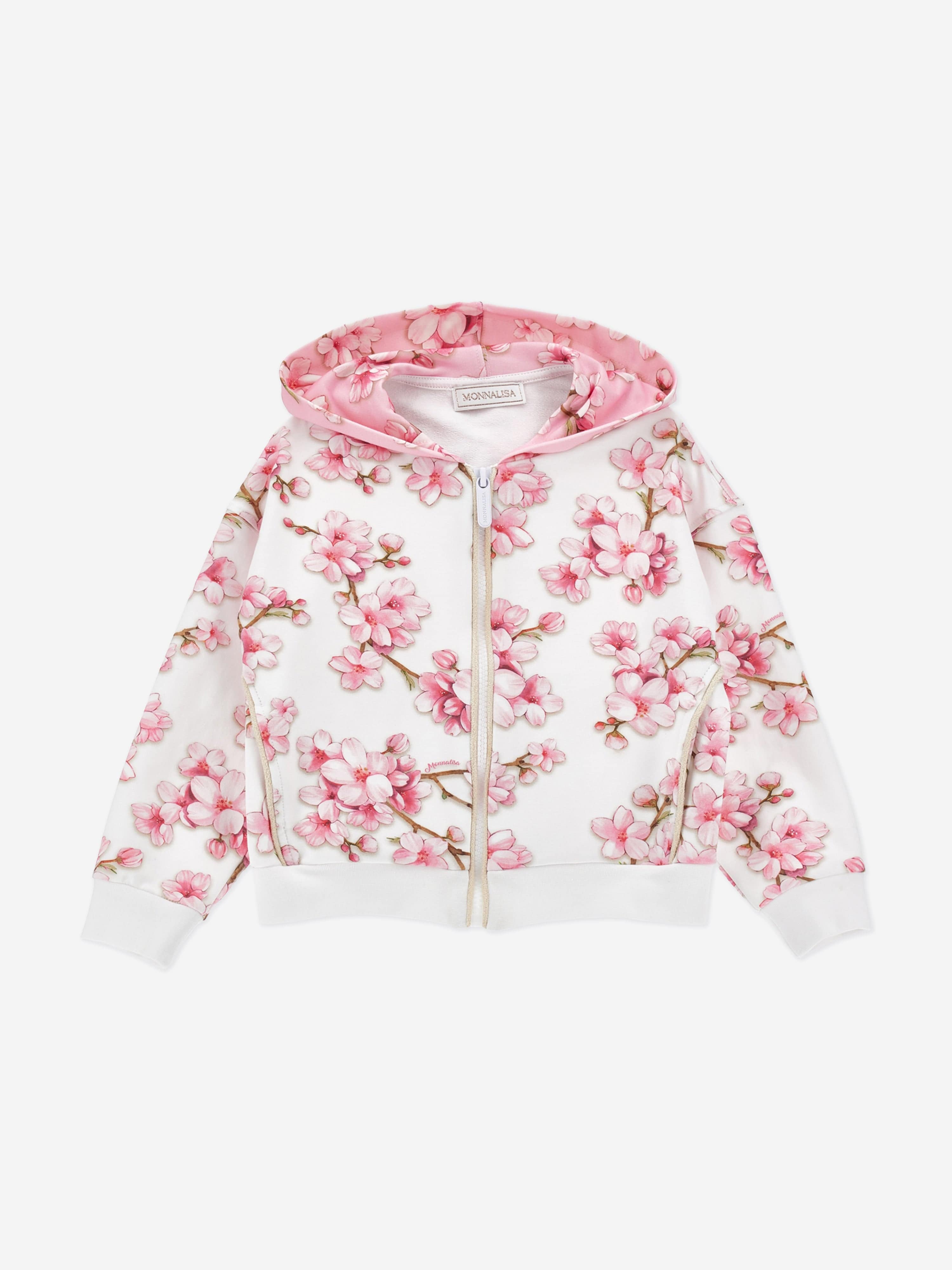 Girls Peach Blossom Zip Up Top in White Cheap Sale 100% Guaranteed