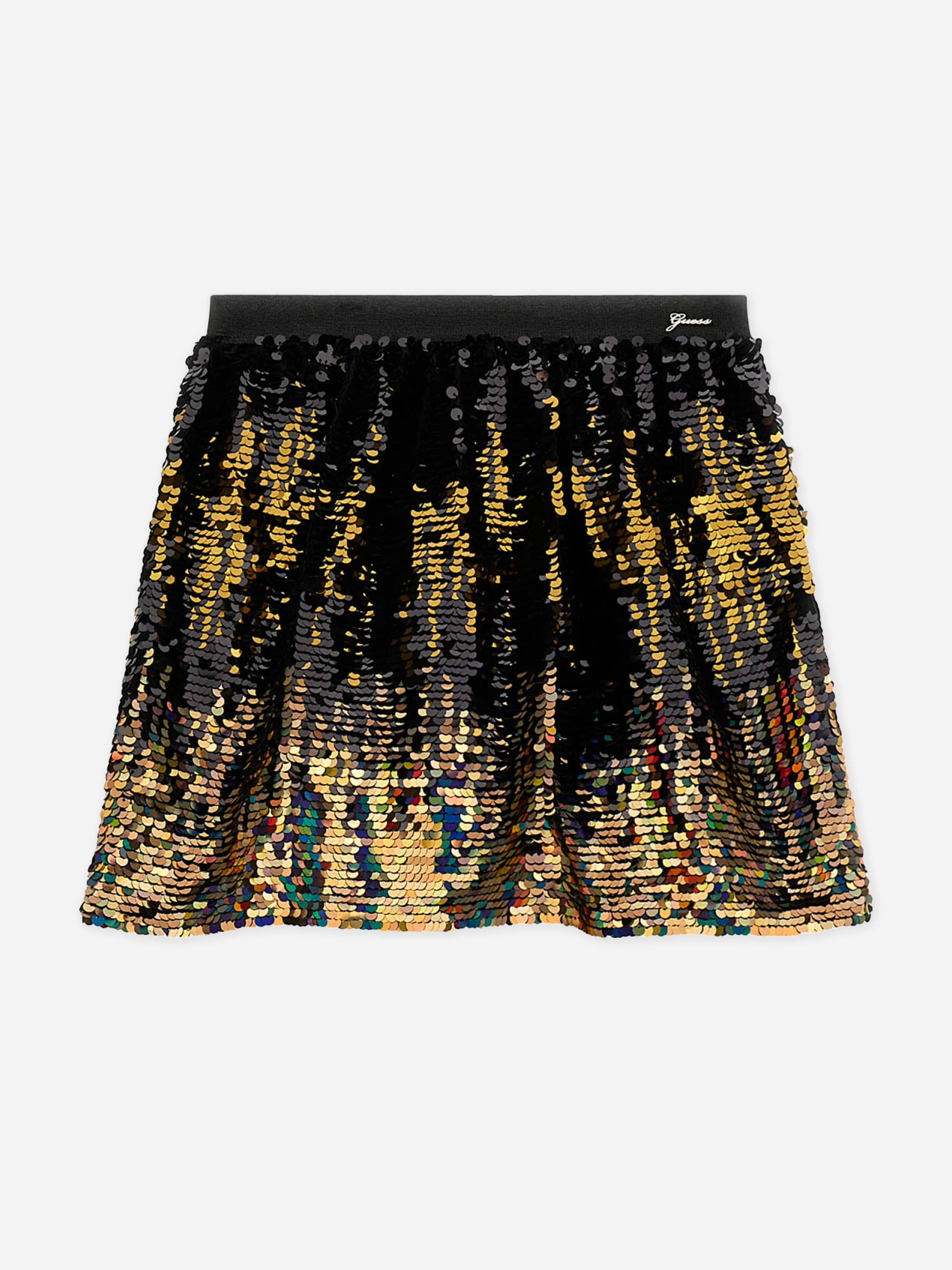 Guess Girls Sequins Midi Skirt in Black Cheap Sale Explore