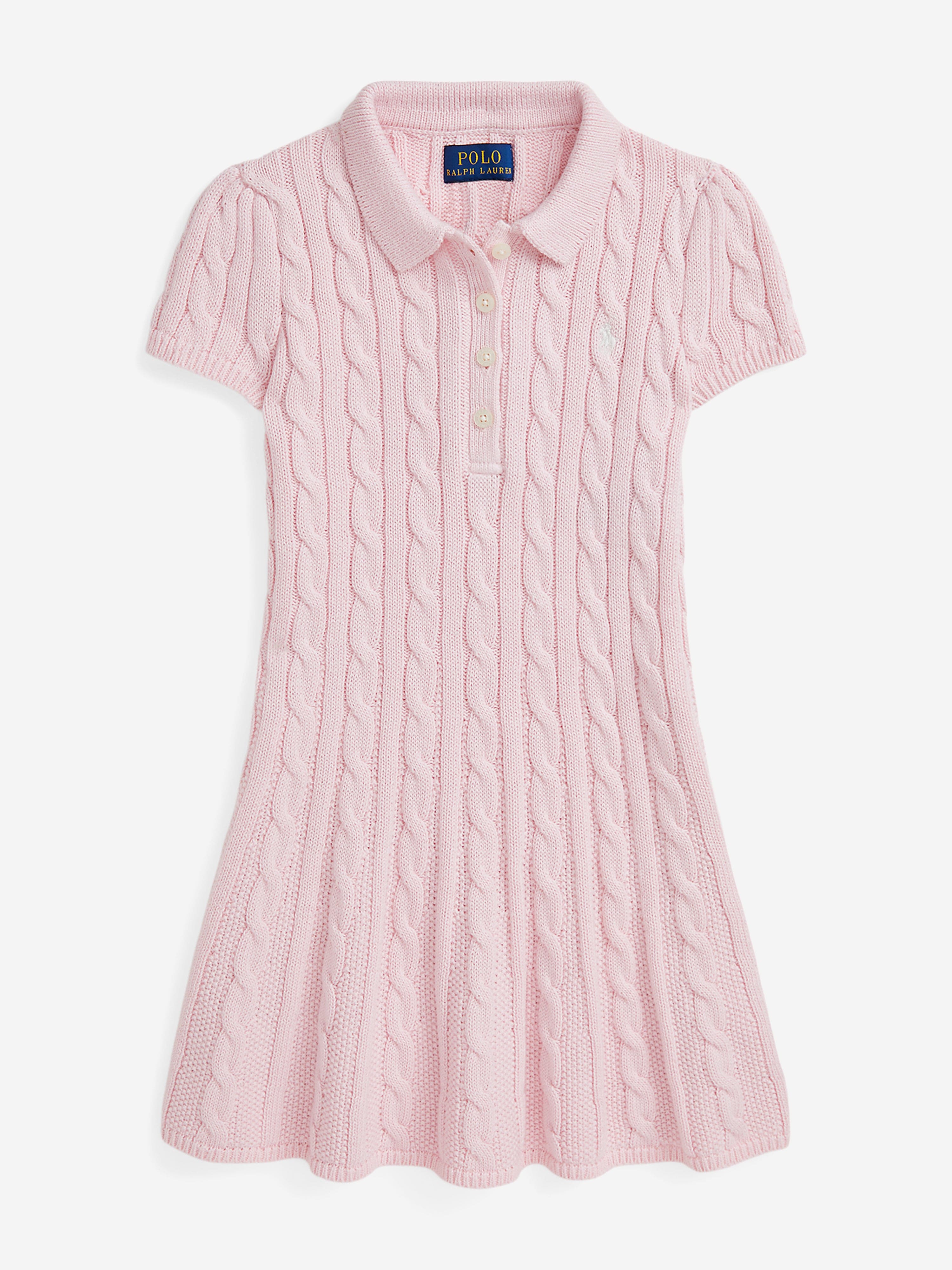 Girls Classic Cable Knit Dress in Pink Tumblr Sale Online