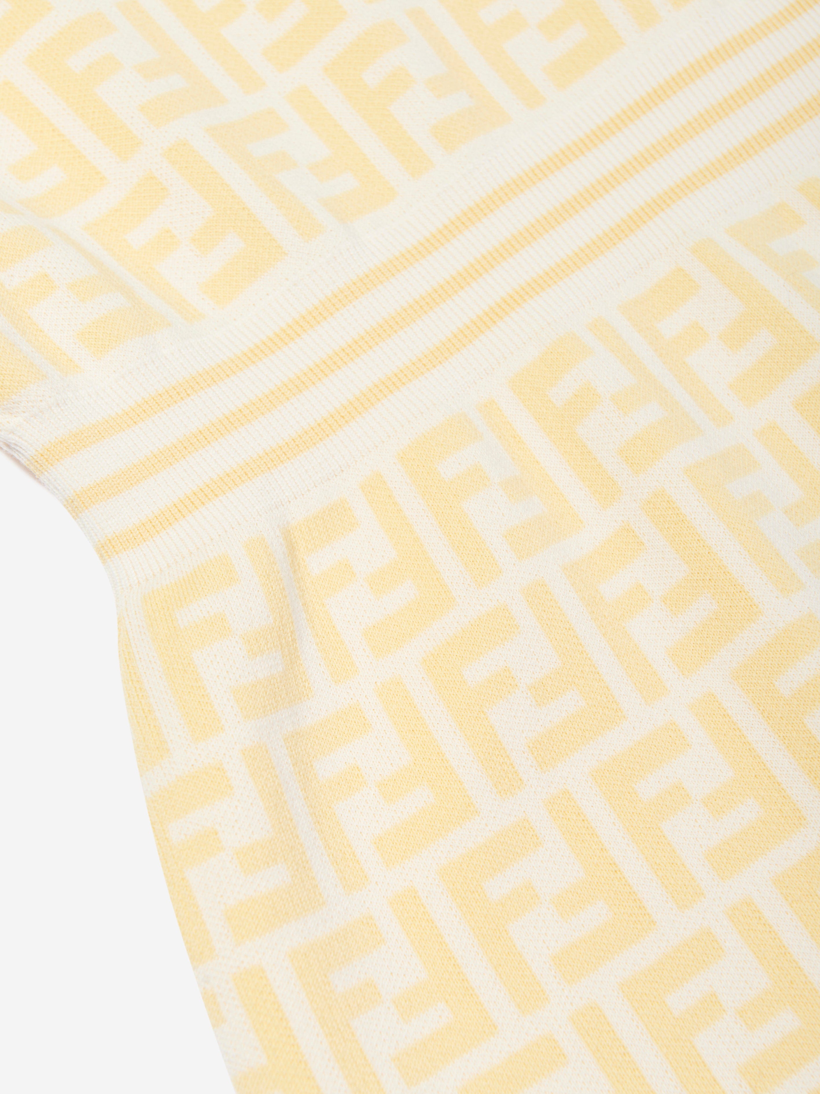 Fendi Girls FF Logo Polo Dress in Yellow Sale For Cheap