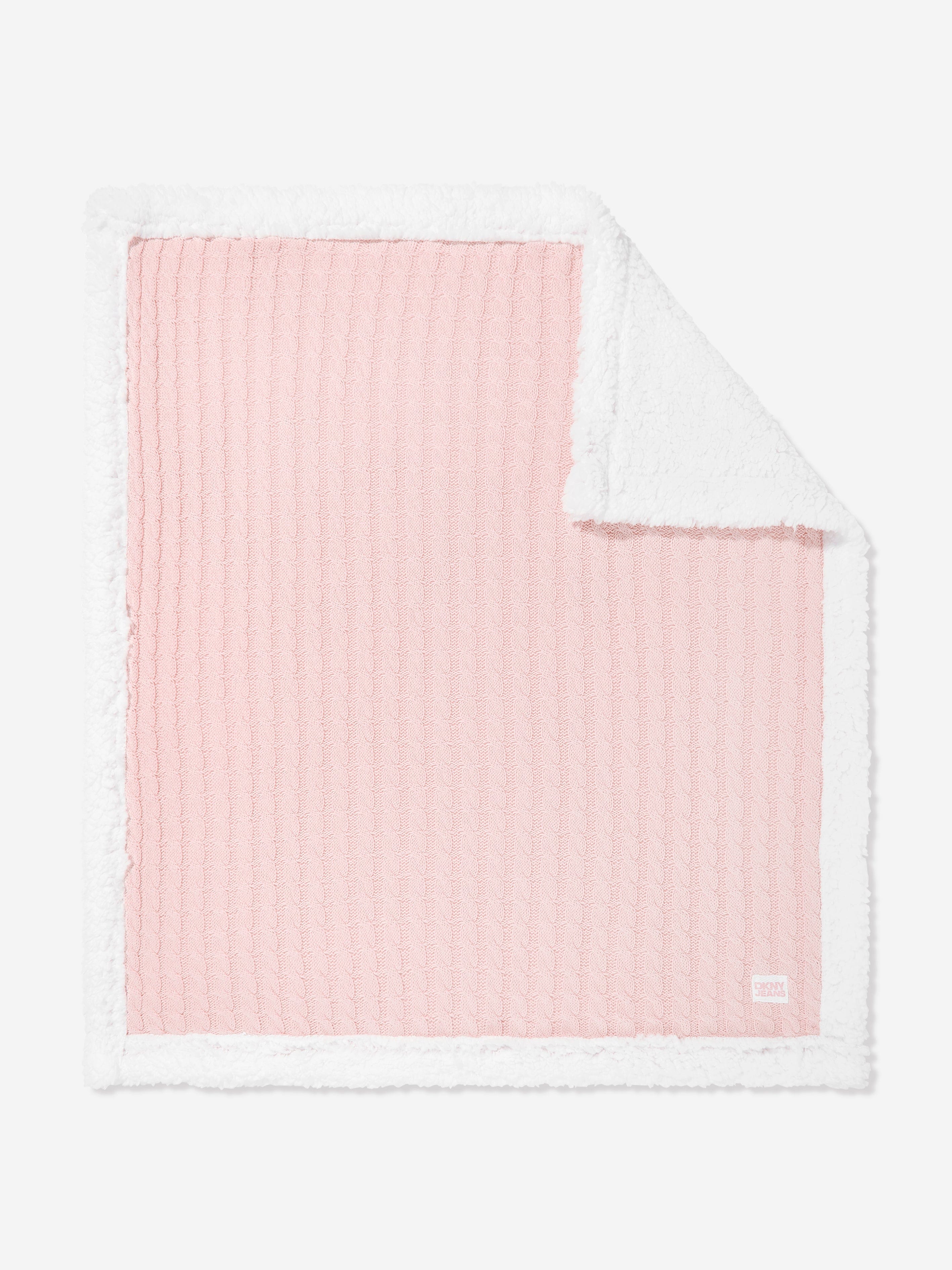 DKNY Baby Girls Sherpa Fleece Blanket in Pink (90cm) Marketable