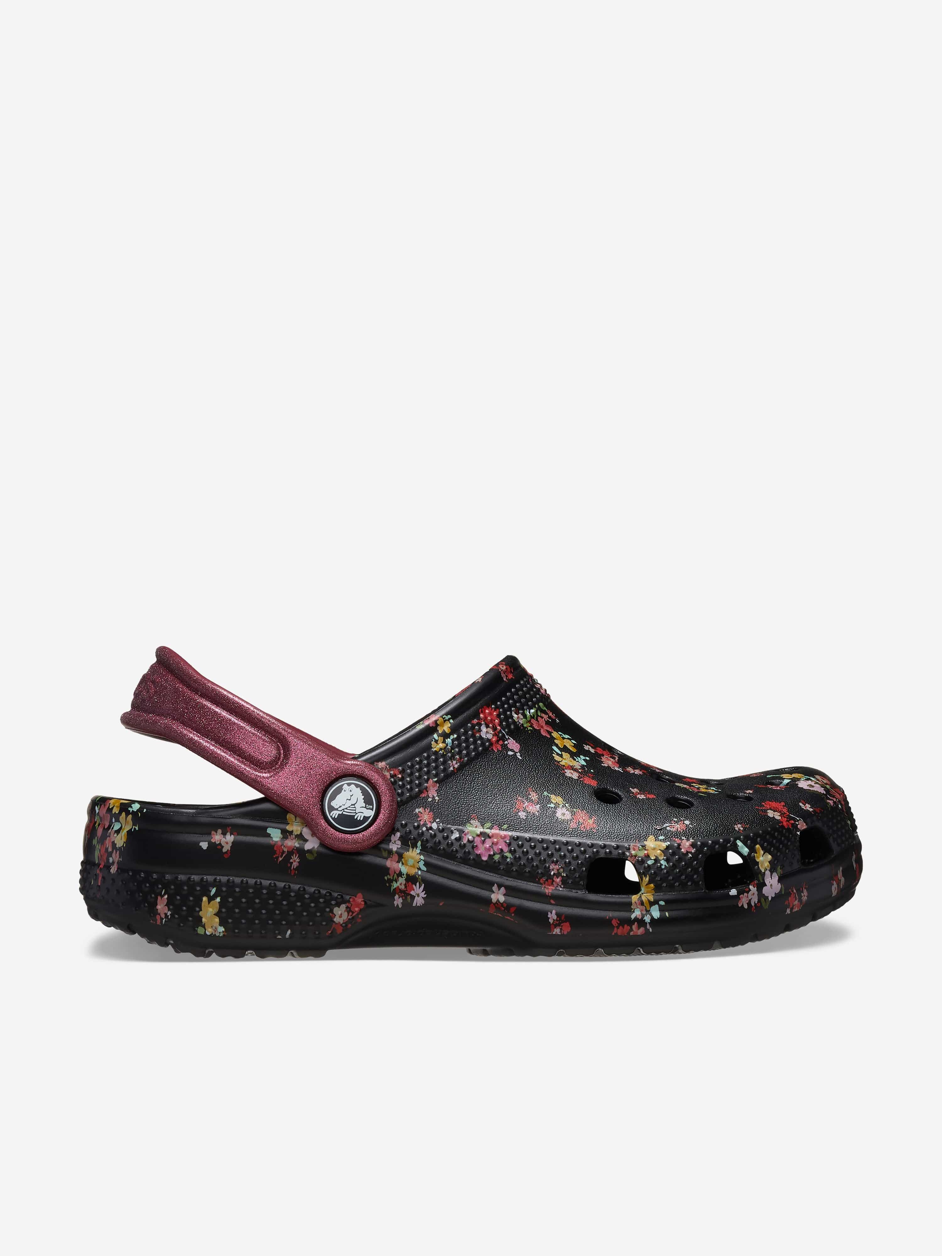 Crocs Girls Classic Ditsy Floral Clog in Black Clearance Best