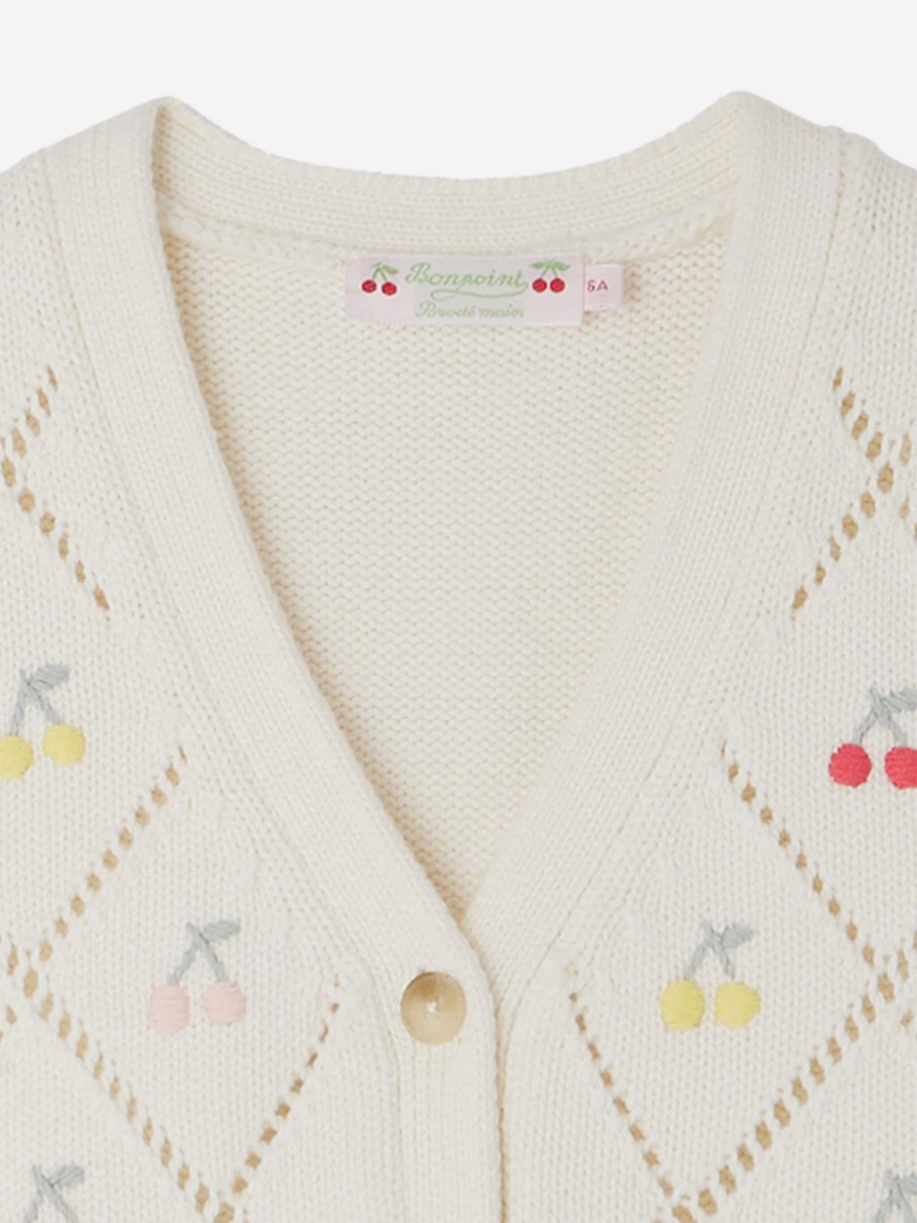 Bonpoint Girls Ticiana Sleeveless Cardigan in White Outlet 2025