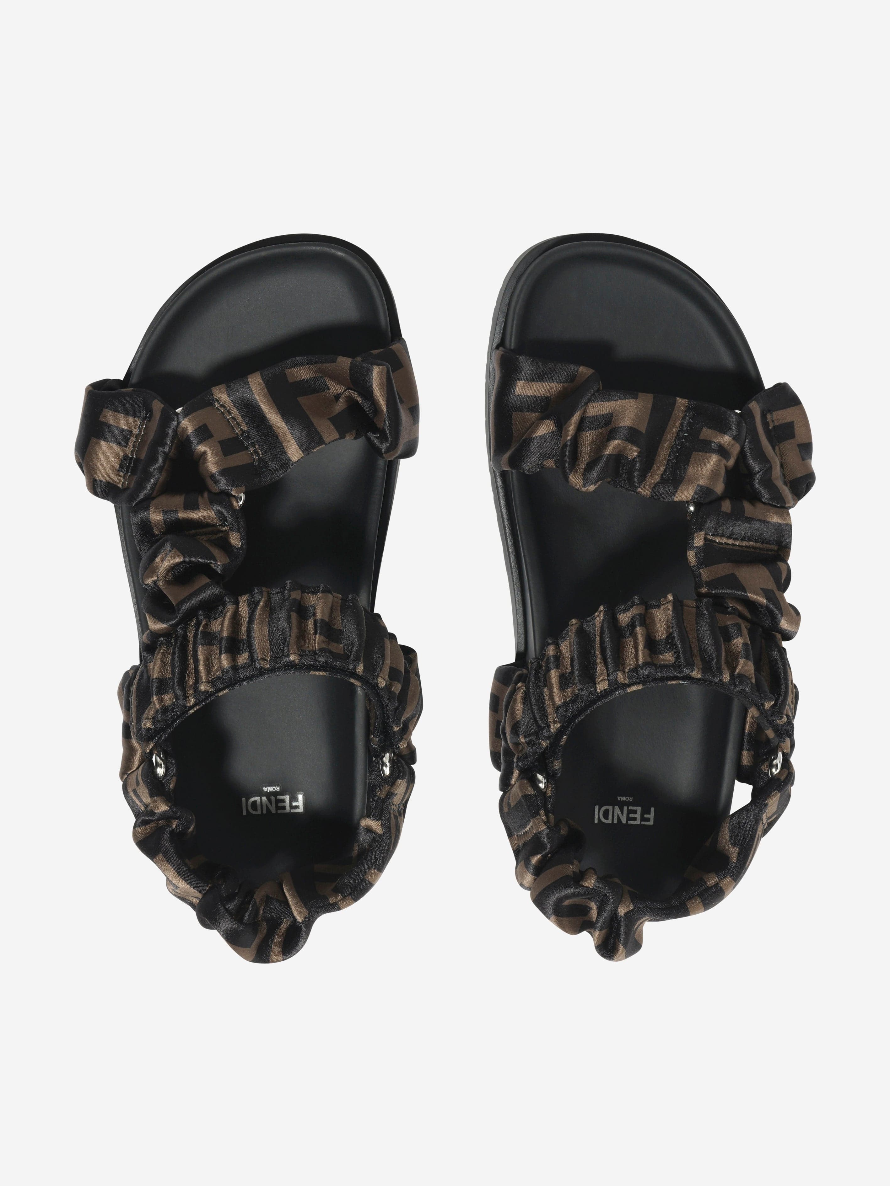 Fendi Kids FF Logo Sandals in Brown Buy Cheap Newest