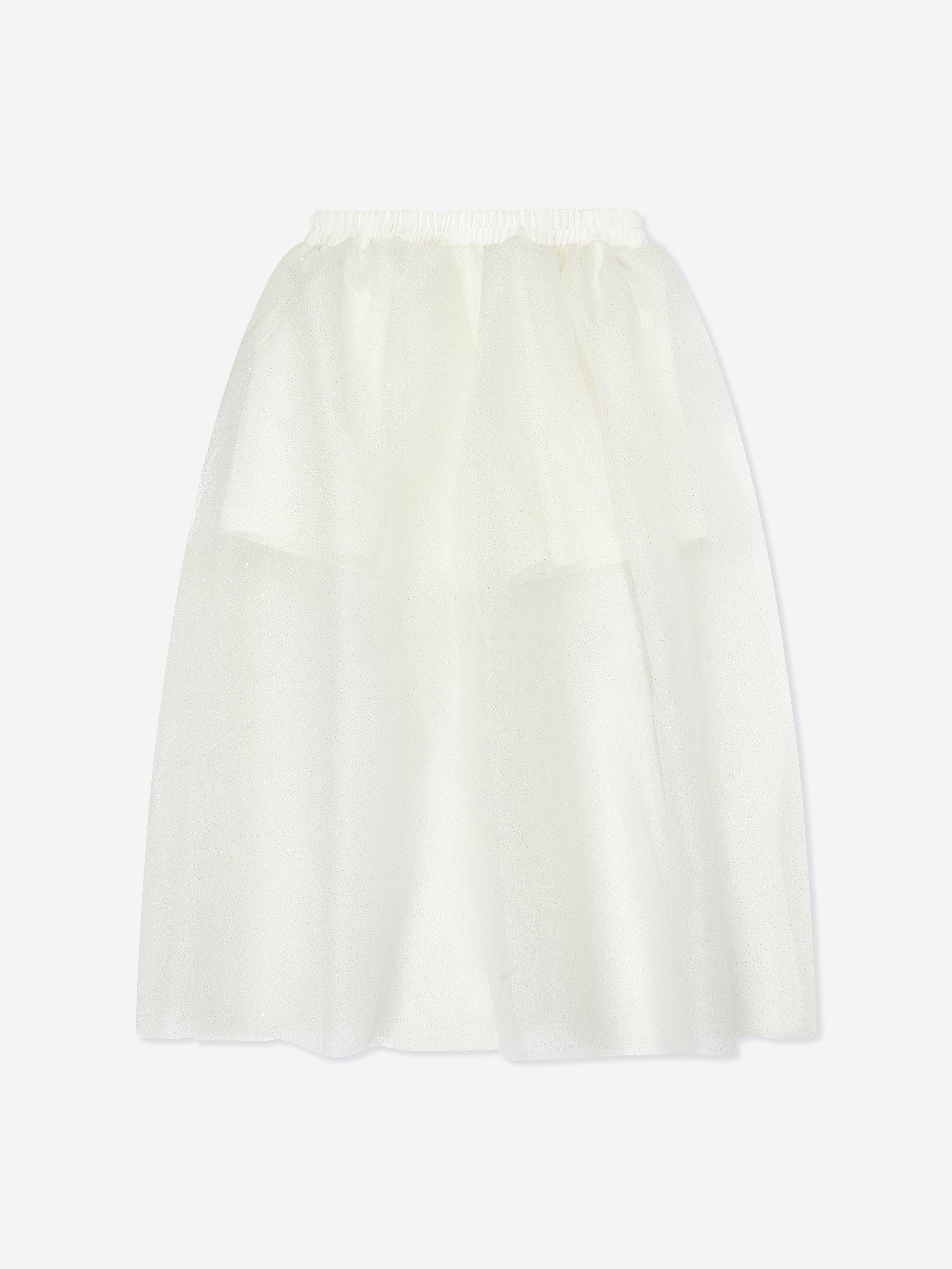 Mama Luma Girls Long Tulle Skirt in White Sale Manchester