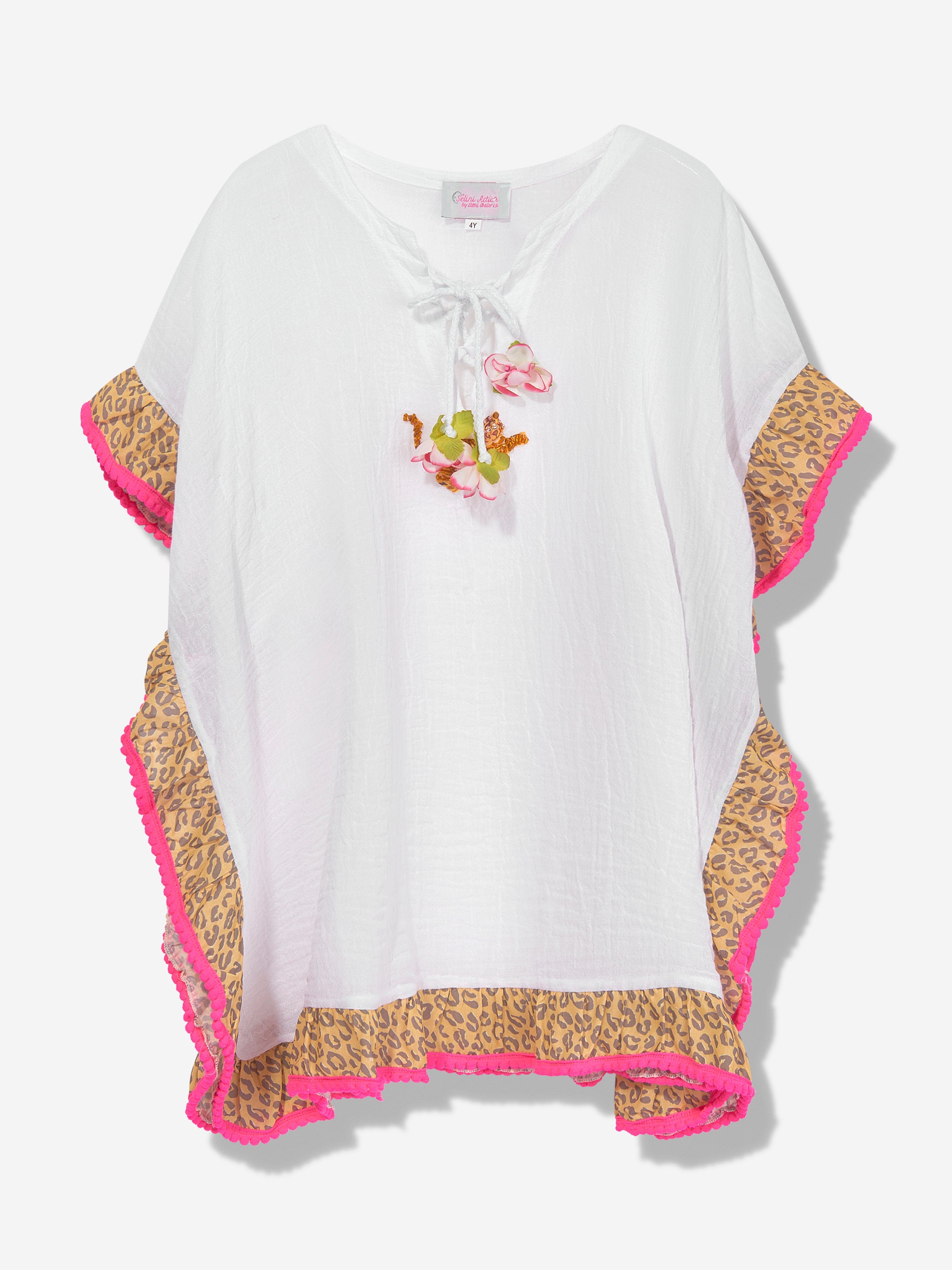 Selini Action Girls Cotton Kaftan in White Free Shipping Clearance