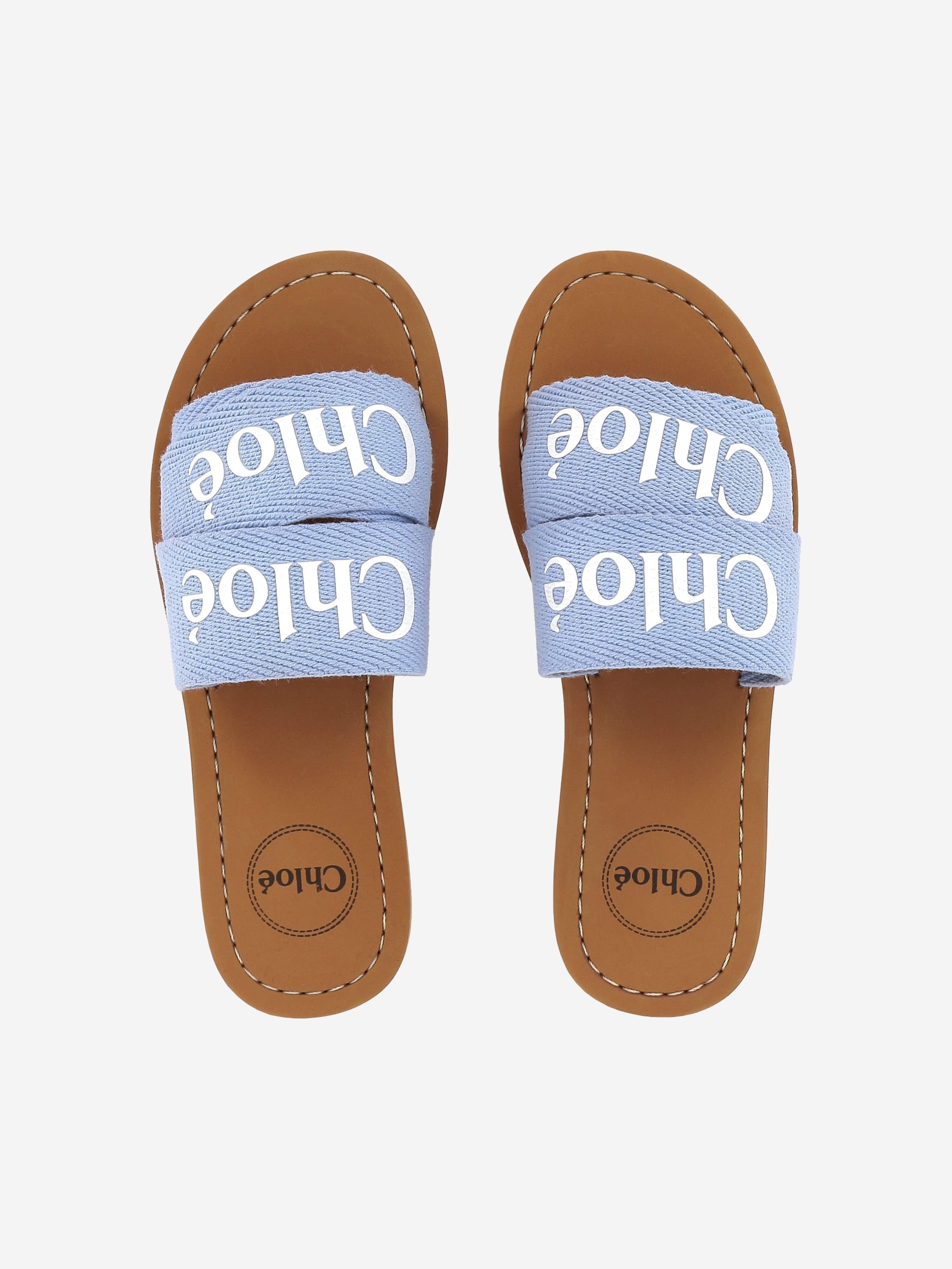Chlo¨¦ Girls Denim Logo Sliders in Blue Inexpensive For Sale