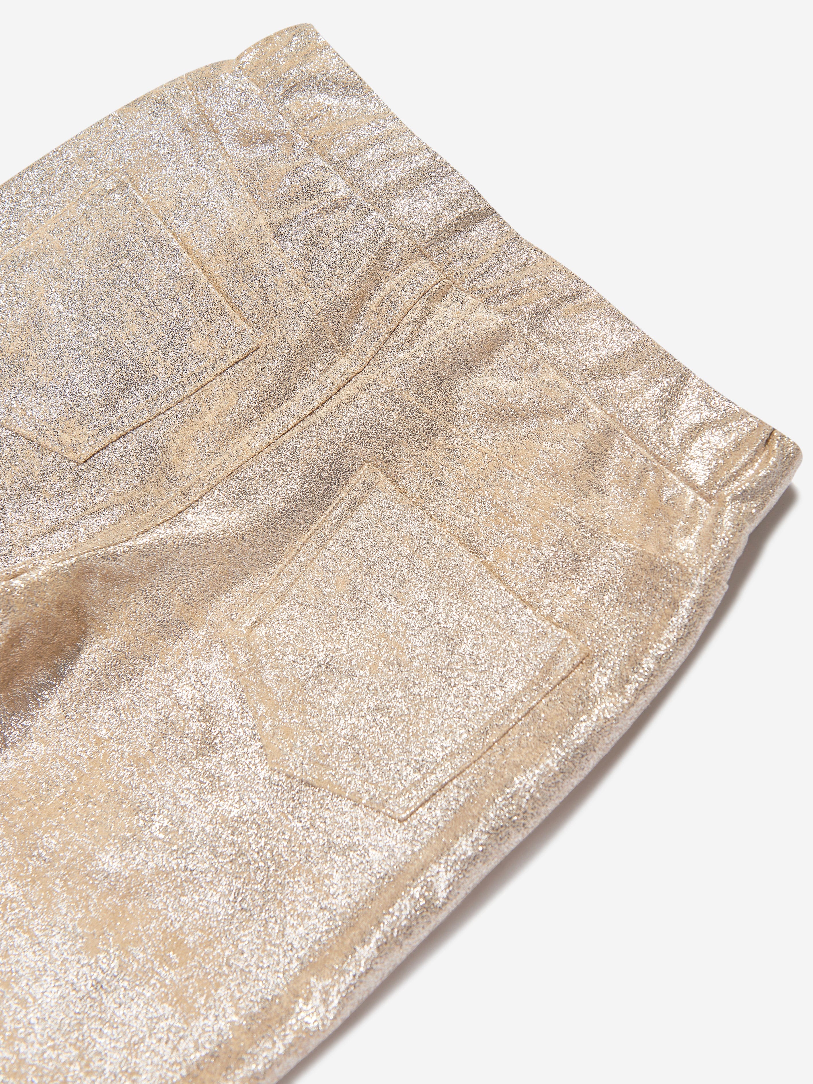 Guess Girls Foil Suede Leggings in Gold Sale High Quality