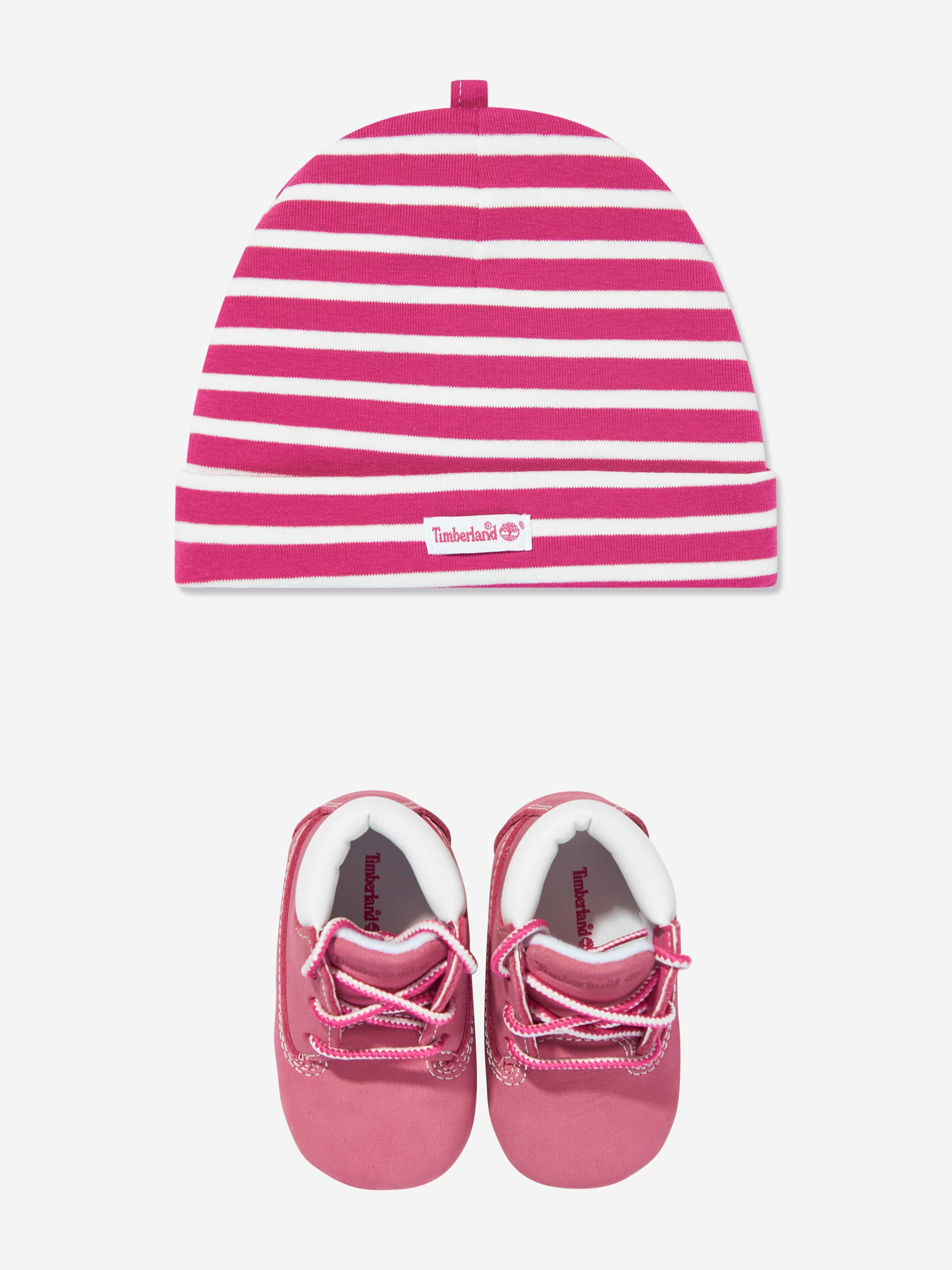 Timberland Baby Girls Crib Bootie and Hat Set in Pink With Mastercard Cheap Online