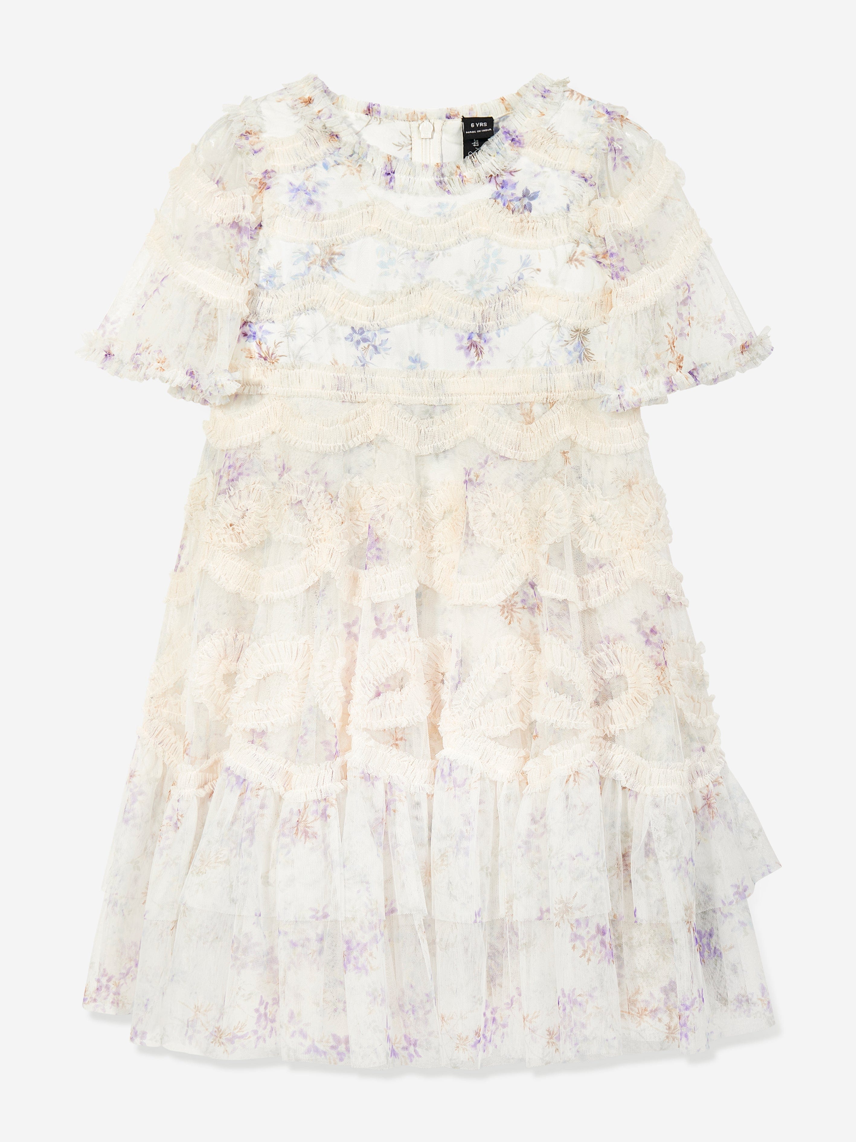 Needle & Thread Girls Ophelia Ditsy Ingrid Dress in Ivory Outlet Online