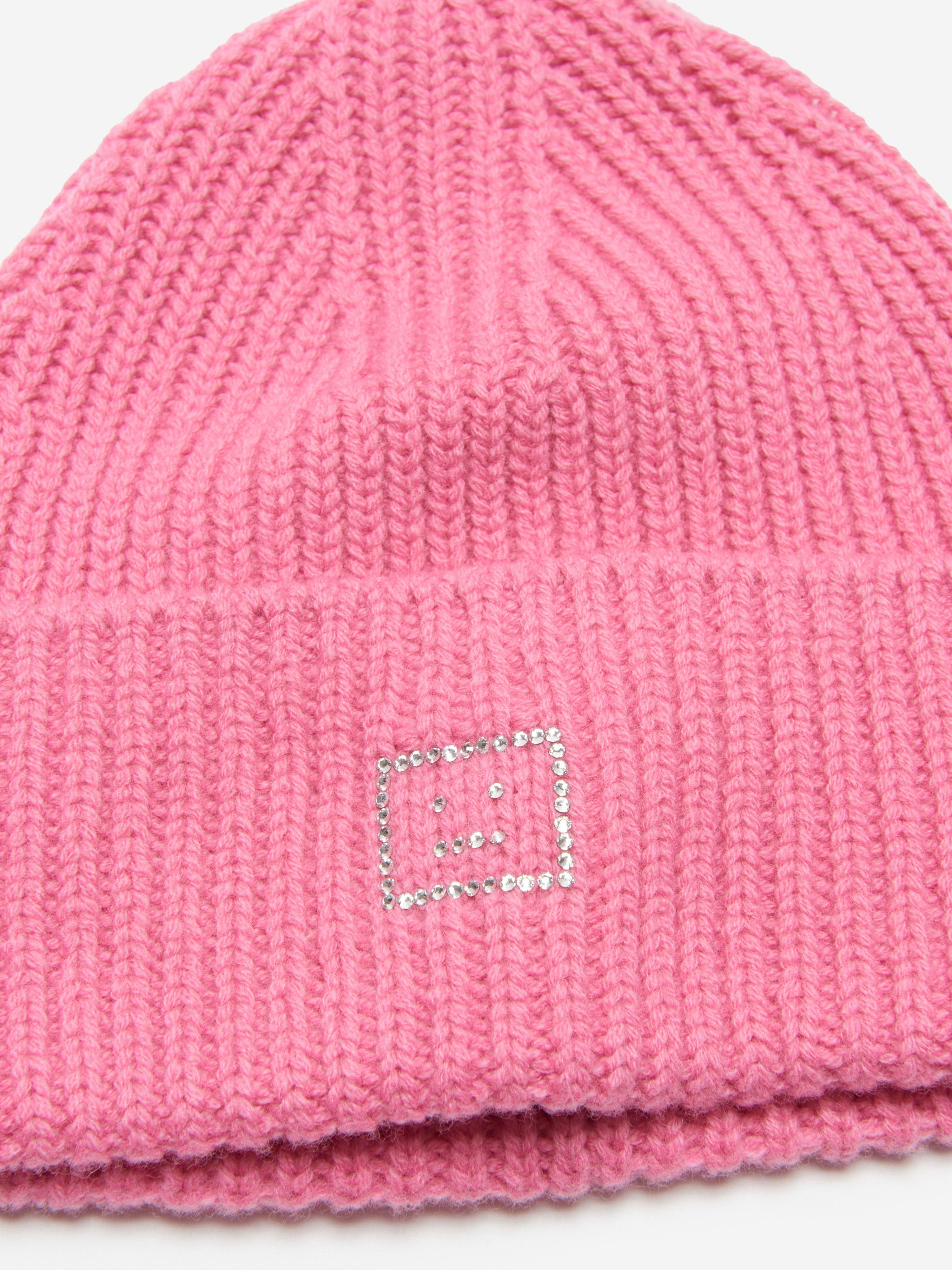 Acne Studios Kids Pansy Crystal Core Beanie in Pink Free Shipping View