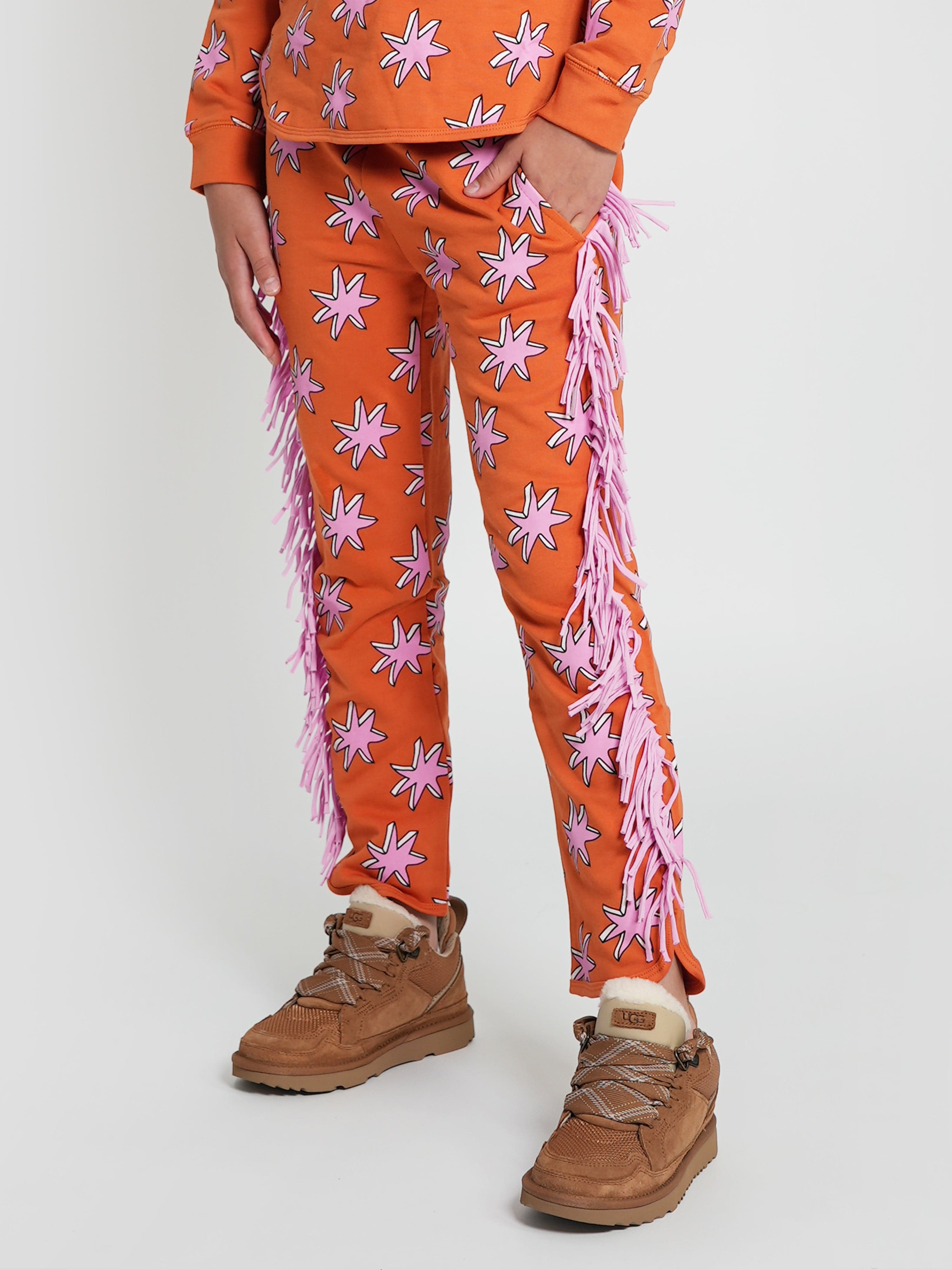 Stella McCartney Girls Fringed Joggers in Orange Pay With Paypal