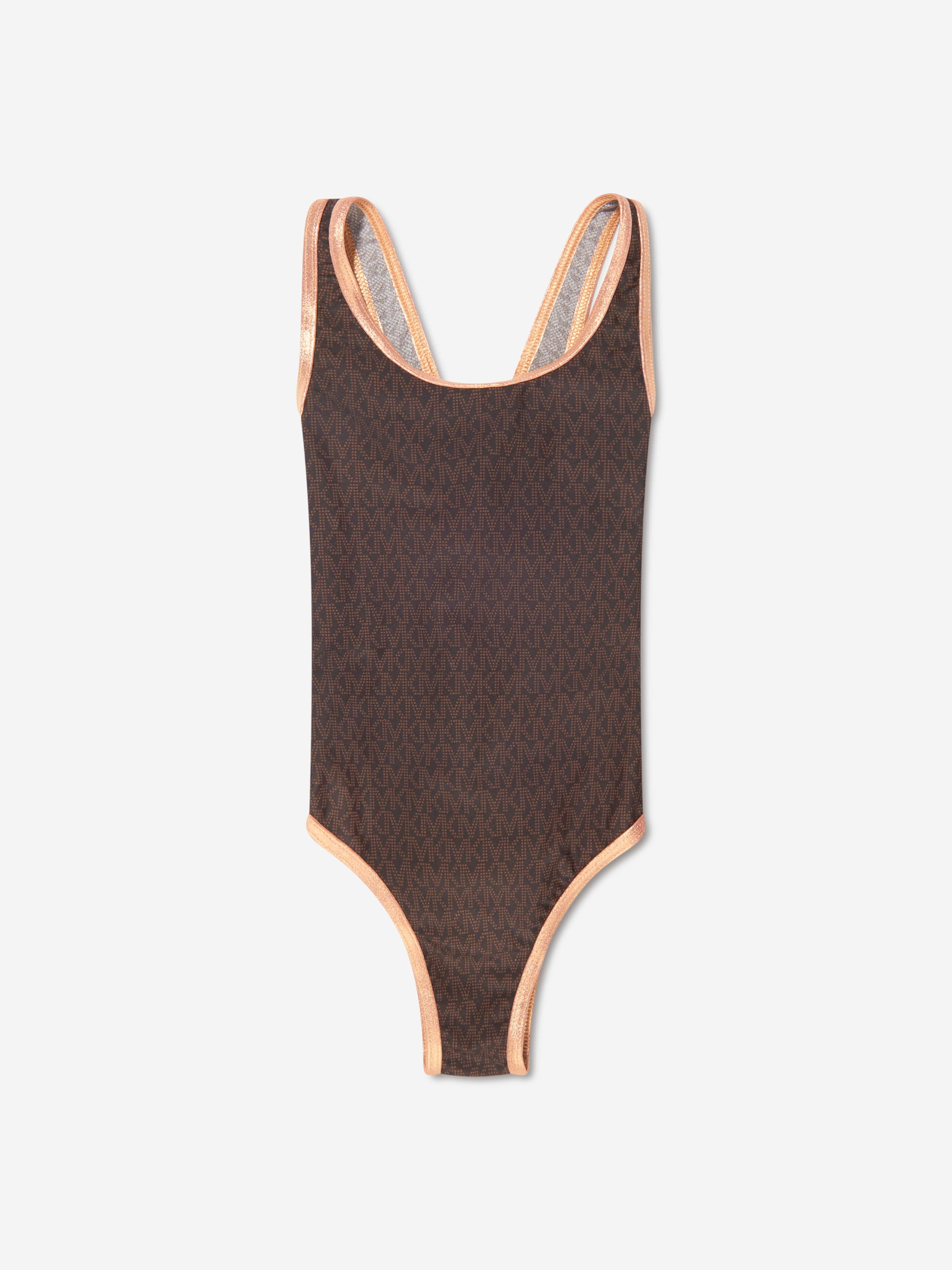 Michael Kors Girls Patterned Swimming Costume in Brown Geniue Stockist