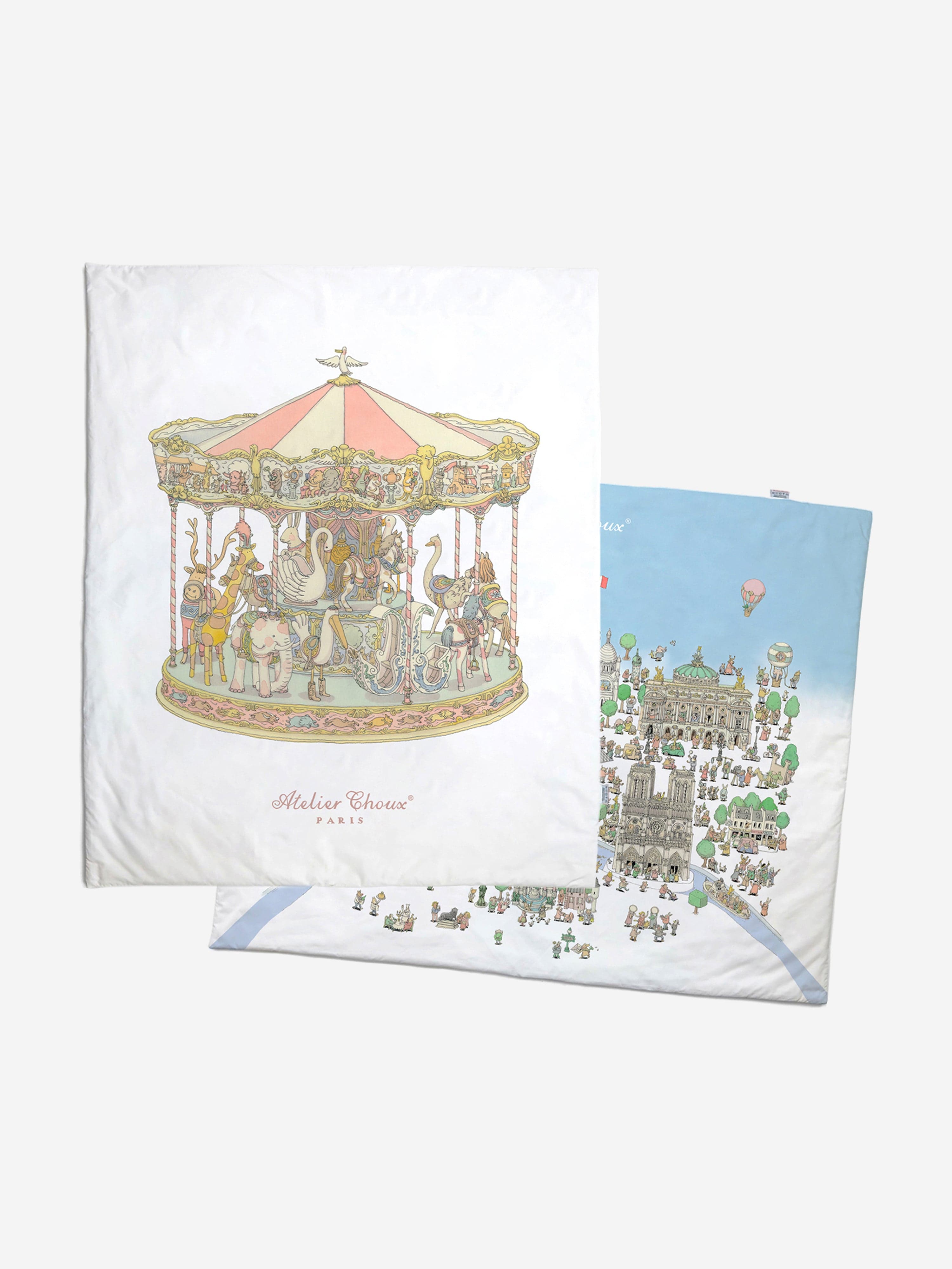 Atelier Choux Baby Reversible Paris / Carousel Quilt in Multicolour (130cm) Buy Cheap New