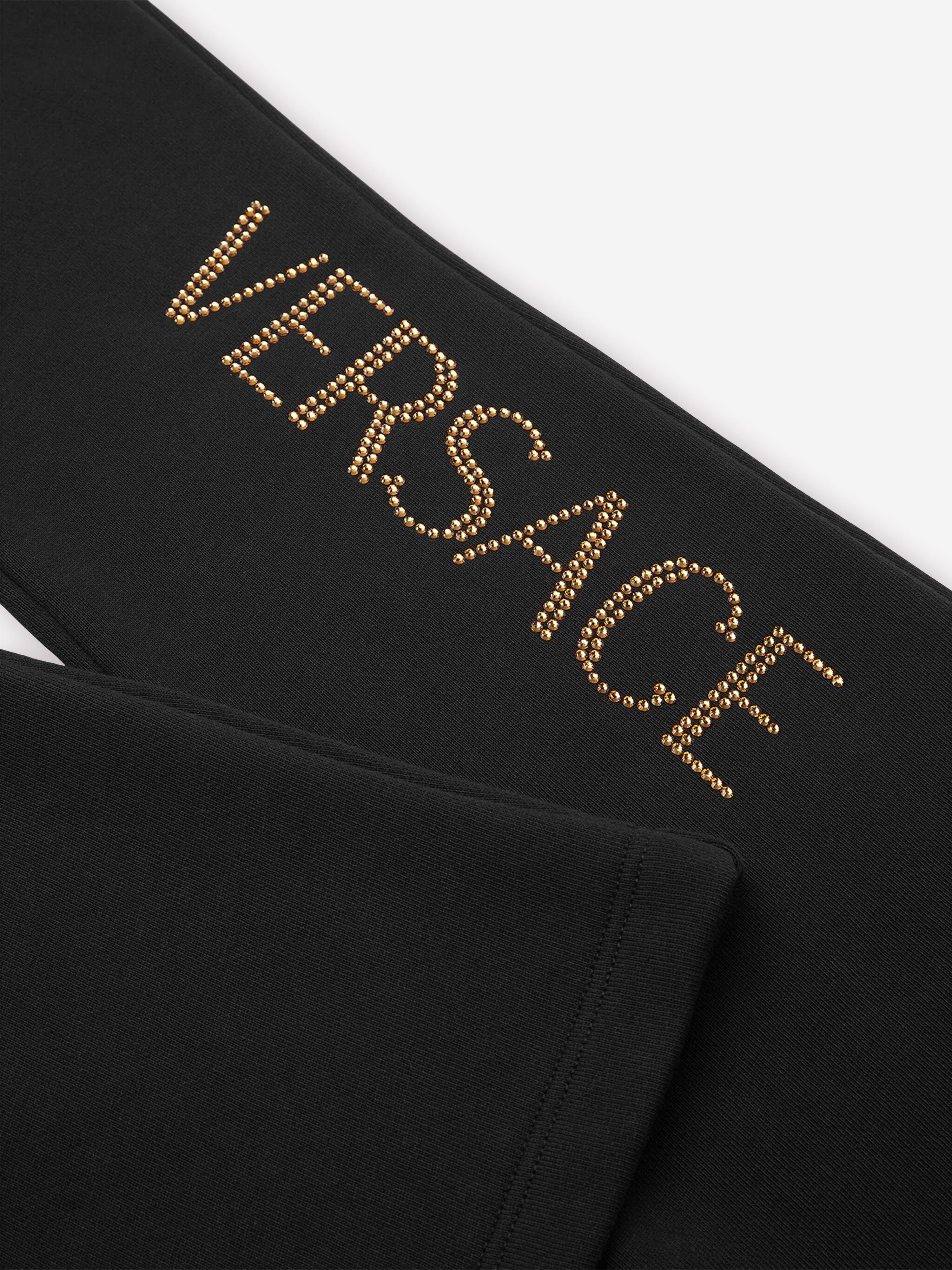 Versace Girls Flared Logo Joggers in Black Sale Visa Payment