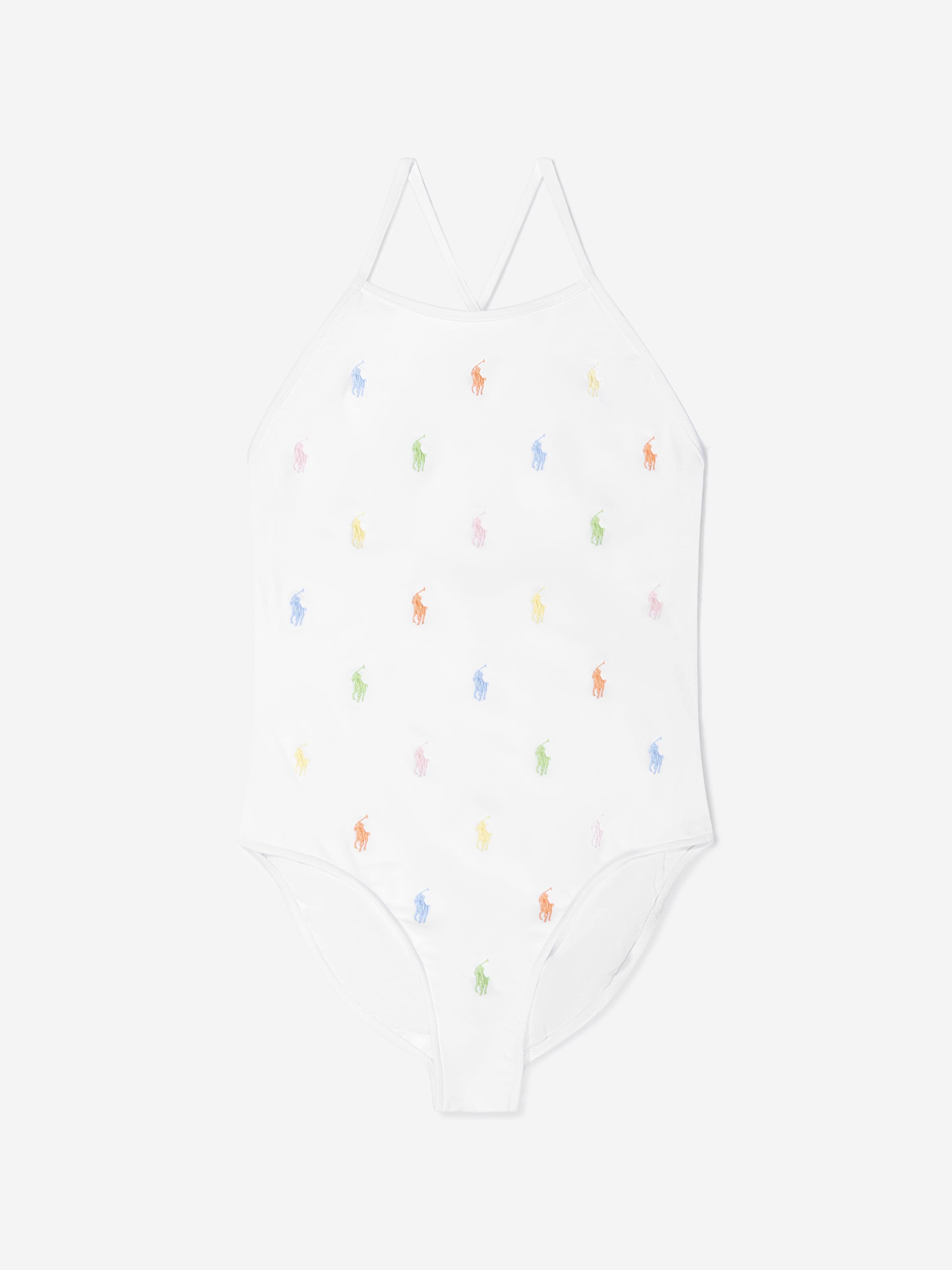 Ralph Lauren Girls Schiffli Swimsuit in White Outlet 2025 New