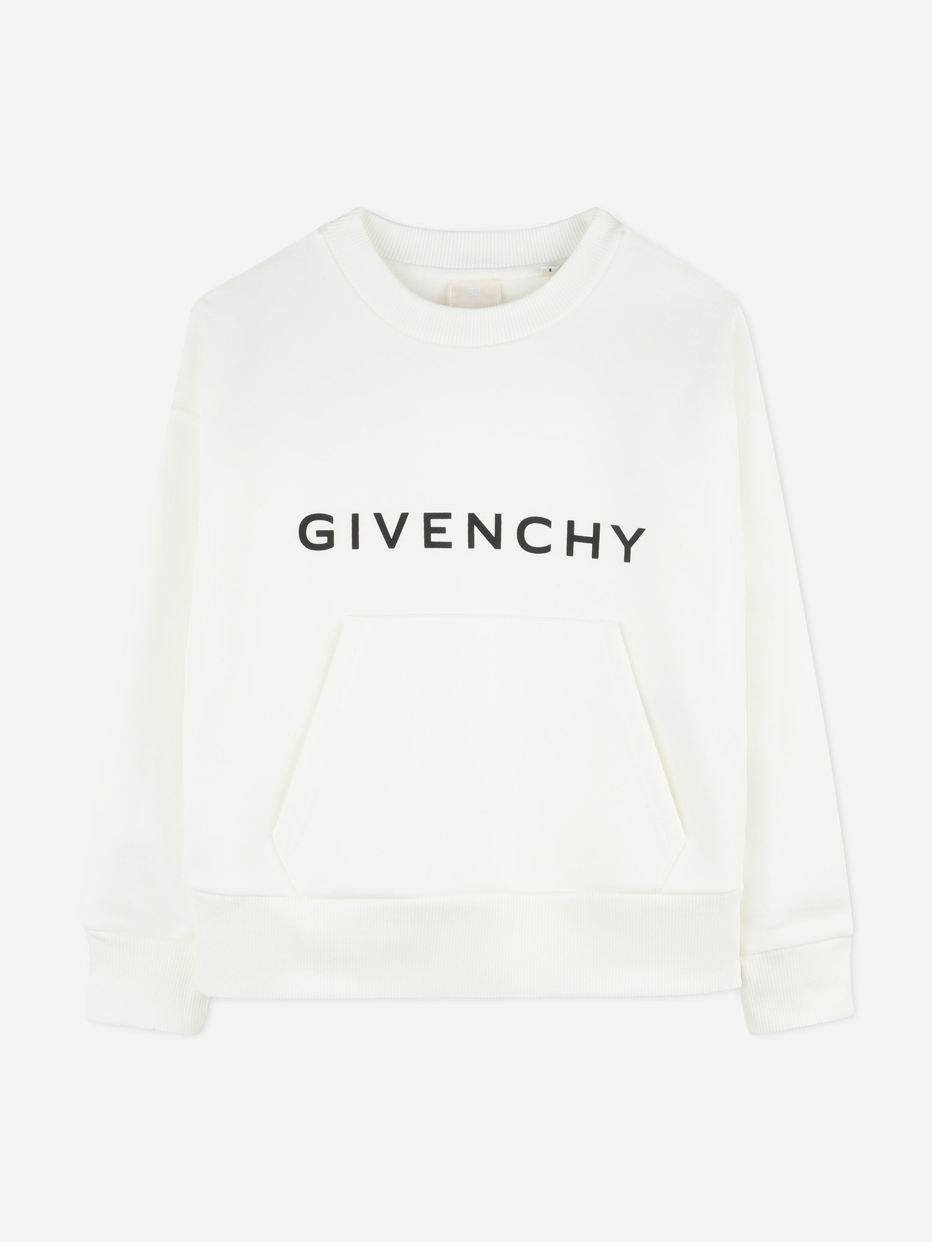 Givenchy Girls Logo Print Sweatshirt in Ivory Wiki For Sale