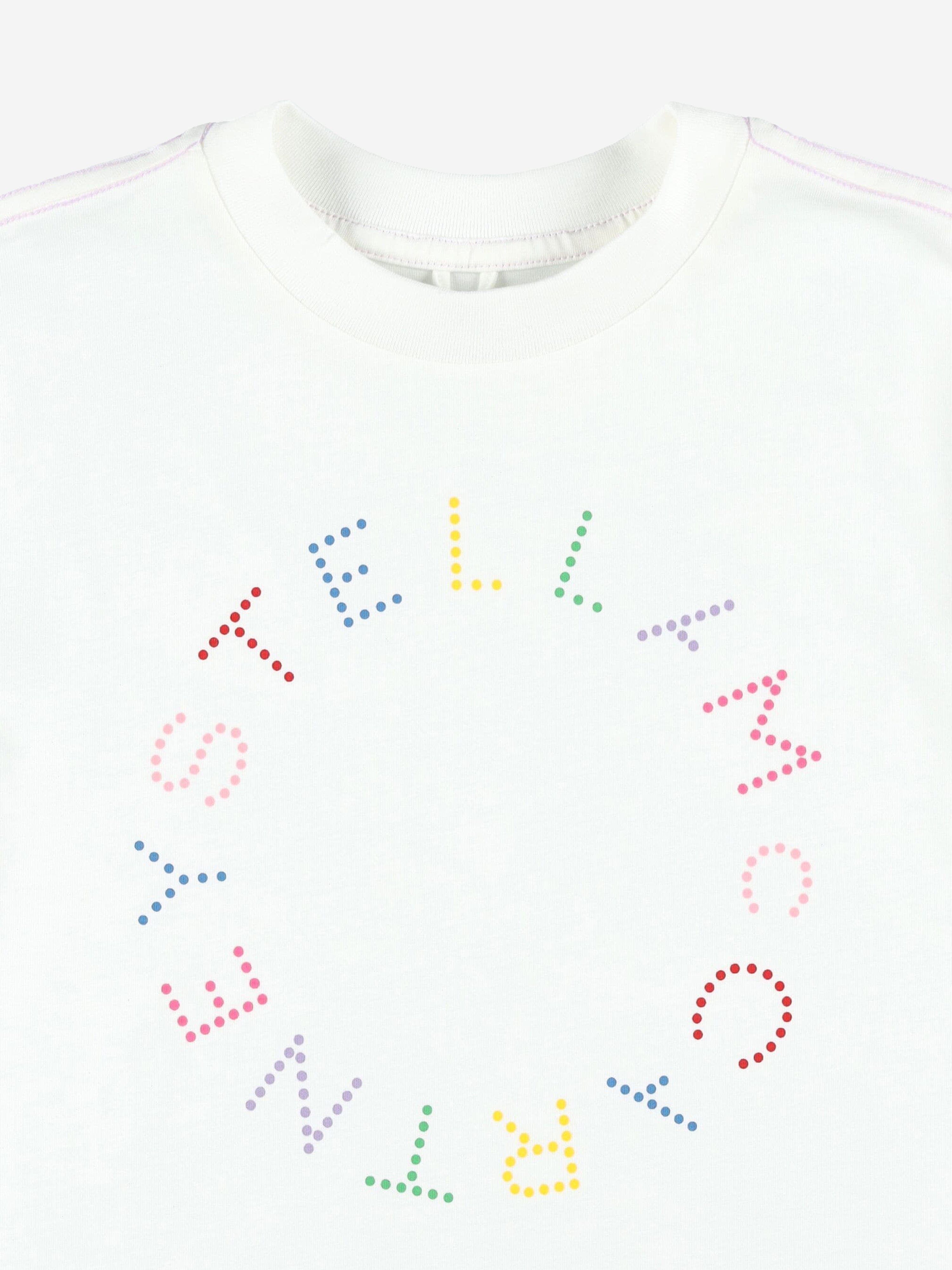 Stella McCartney Girls Circle Logo T-Shirt in Ivory Pices For Sale