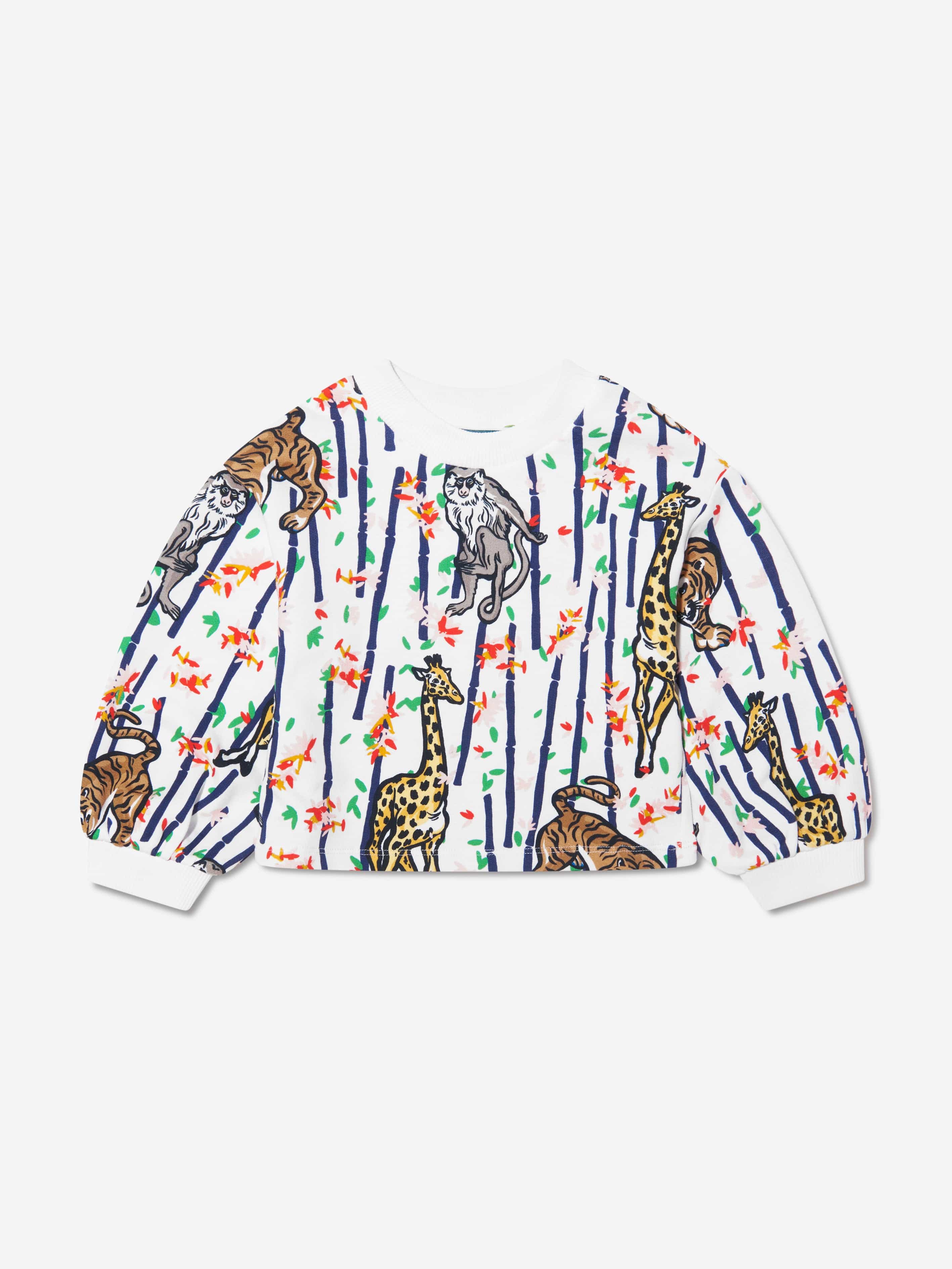 KENZO Girls Bamboo Jungle Sweatshirt in White Cheap Amazon