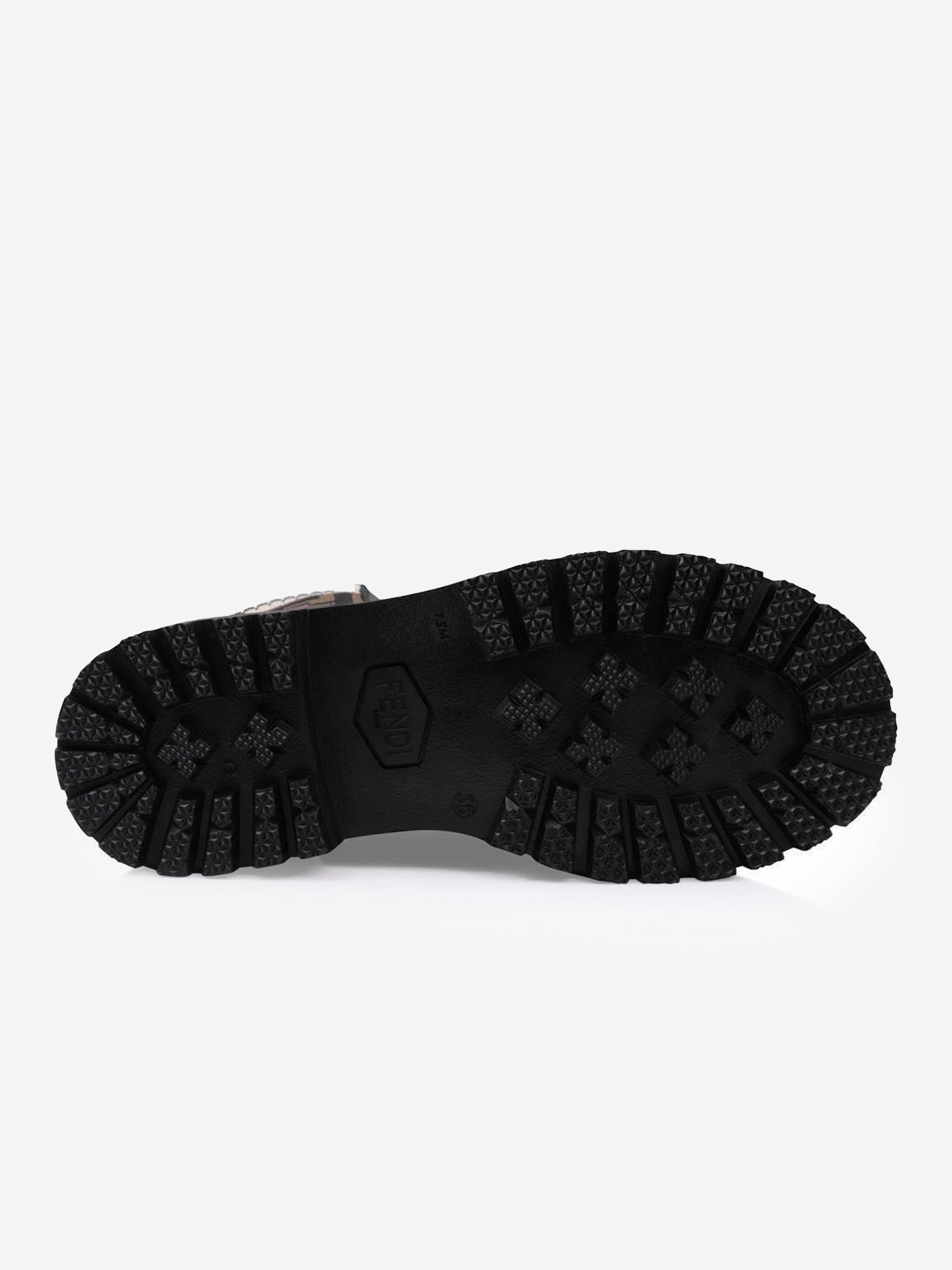 Fendi Kids Leather FF Logo Biker Boots in Black Fast Delivery Sale Online