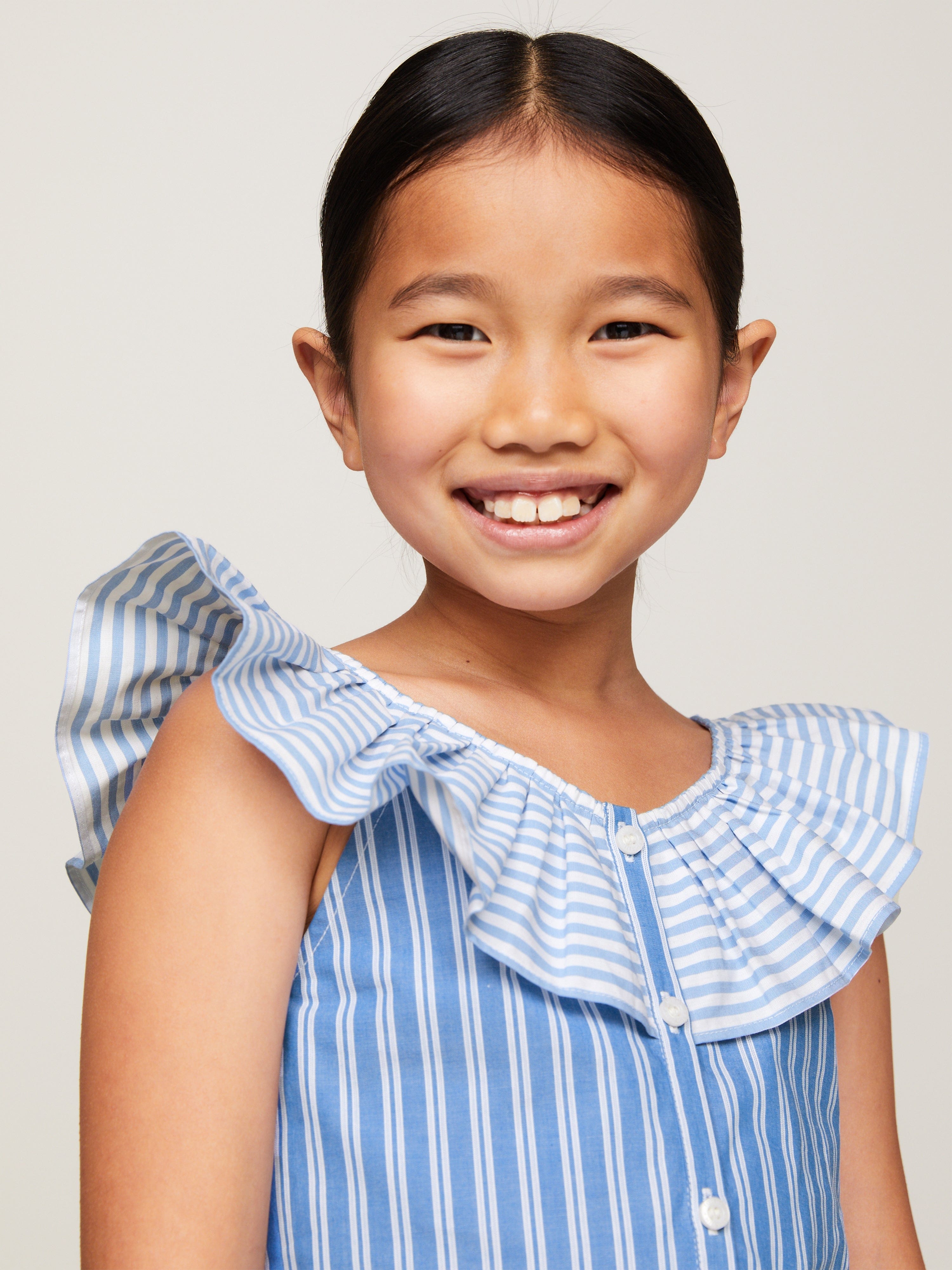 Tommy Hilfiger Girls Mixed Stripe Frill Blouse in Blue Recommend Cheap Online