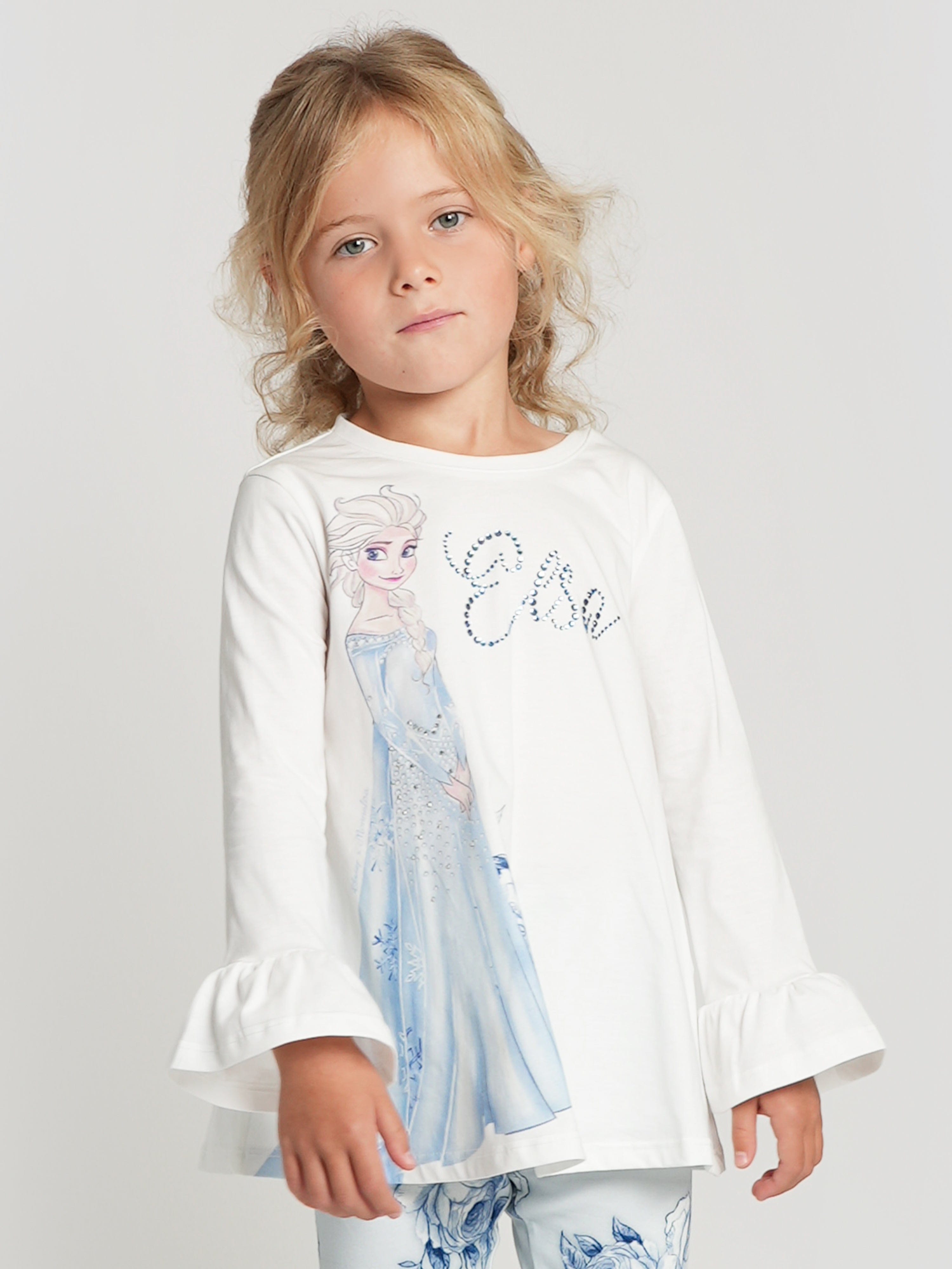 Monnalisa Girls Elsa Maxi T-Shirt in White Clearance Store Sale Online