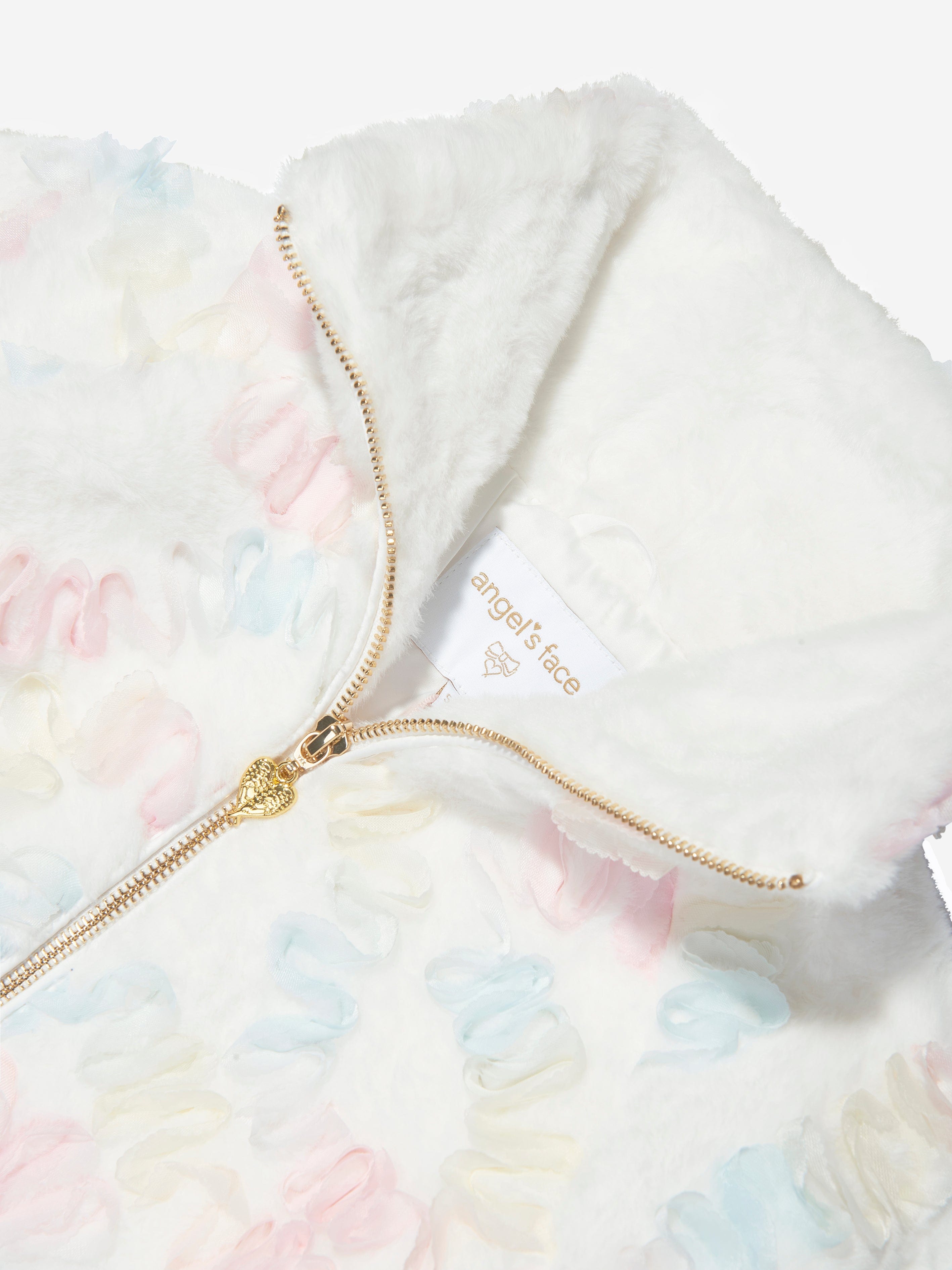 Angels Face Girls Oscars Pastel Fur Jacket in White Clearance From China