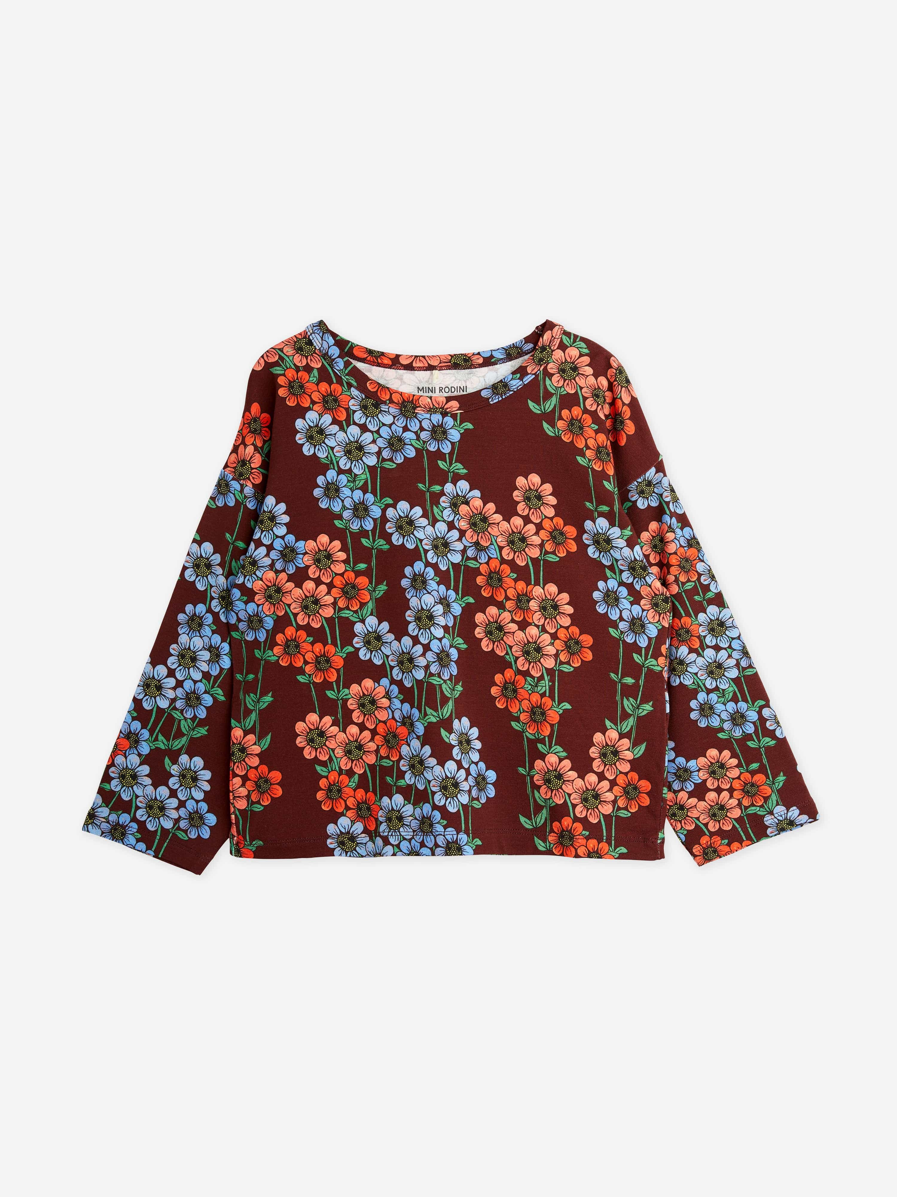 Mini Rodini Girls Daisies Long Sleeve T-Shirt in Multicolour 100% Authentic For Sale