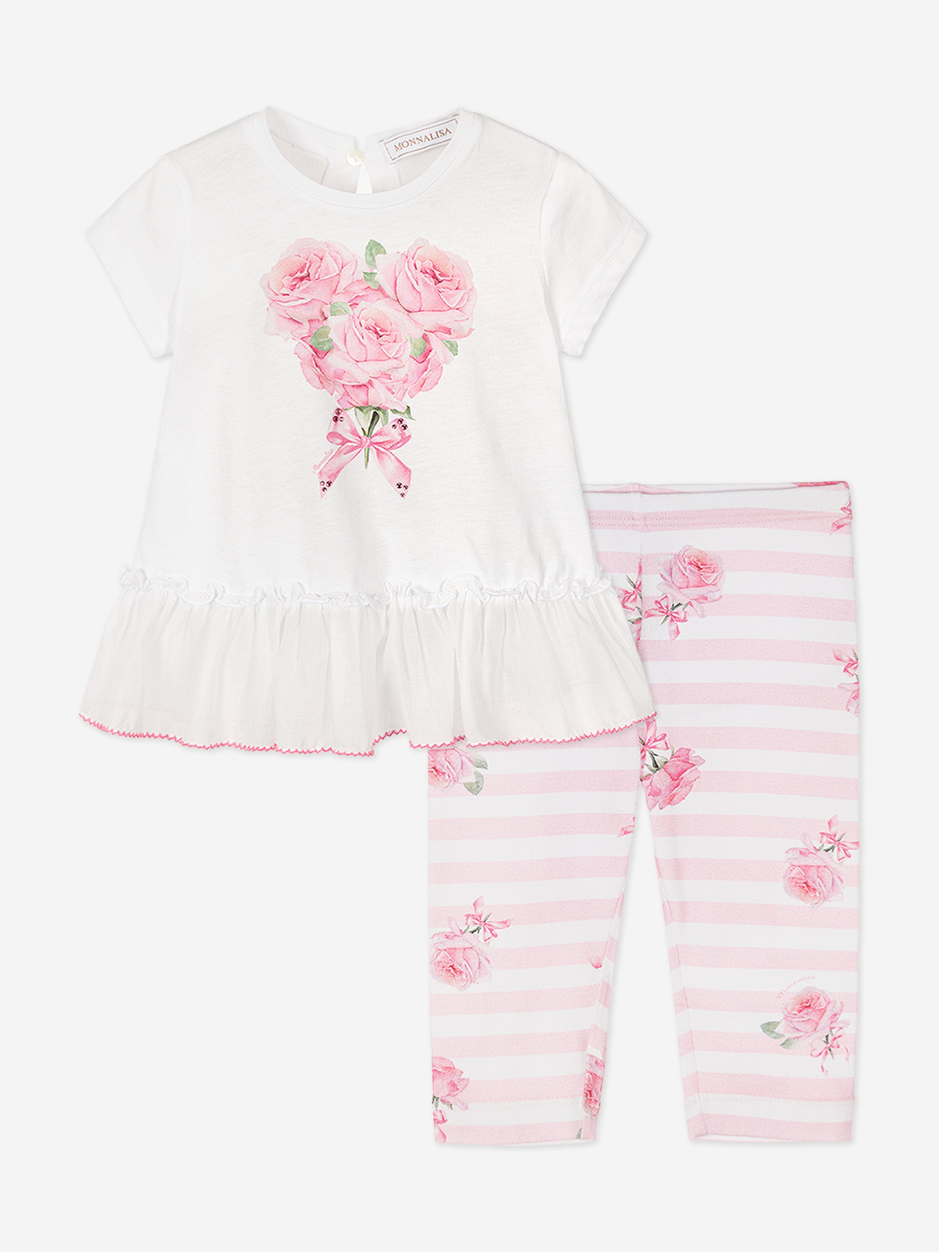 Baby Girls T-Shirt and Leggings Set in White Buy Cheap Low Shipping