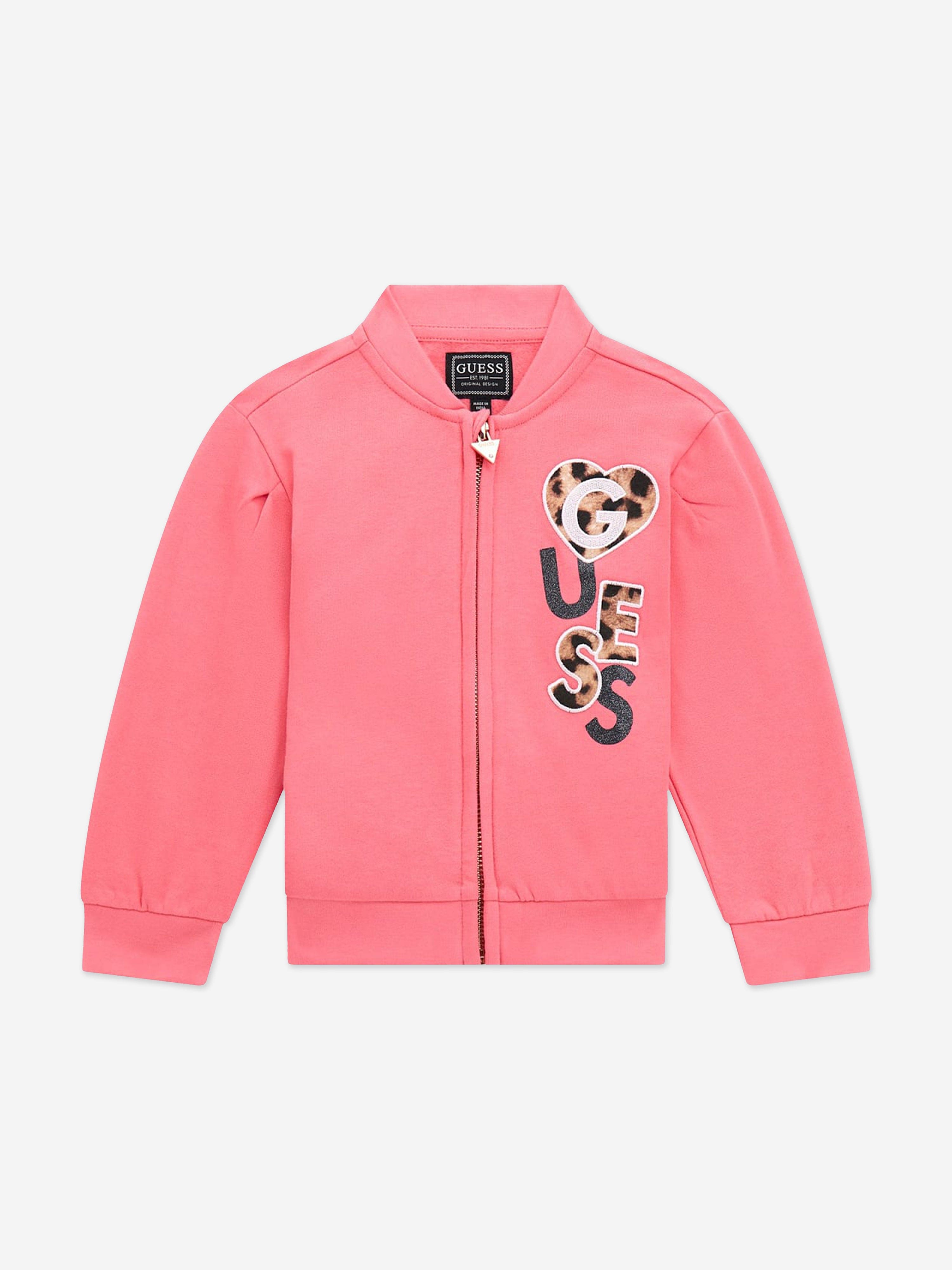 Guess Girls Logo Zip Up Top in Pink Outlet Affordable