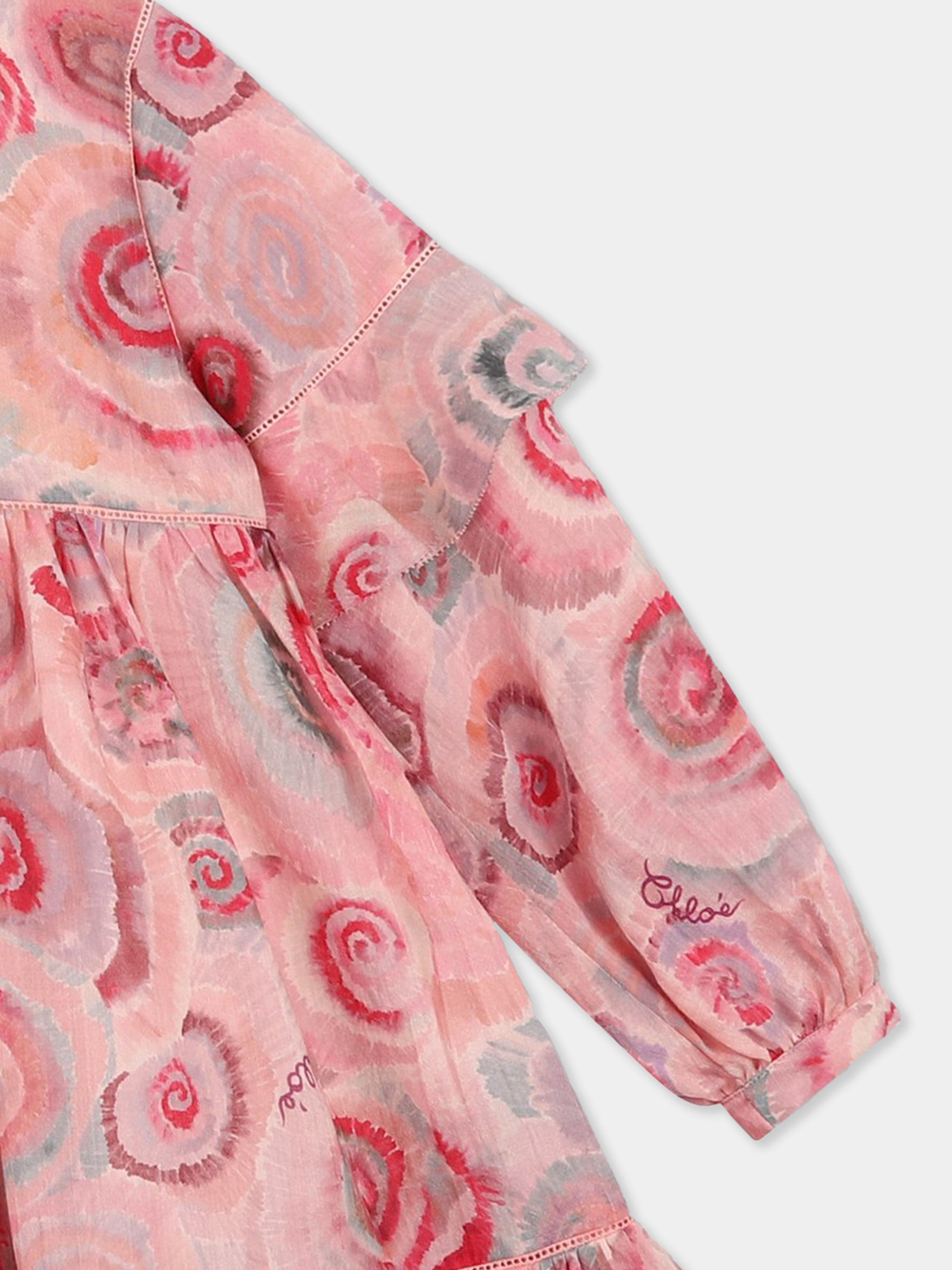 Chlo¨¦ Girls Spiral Print Ceremony Dress in Pink Clearance Best Place