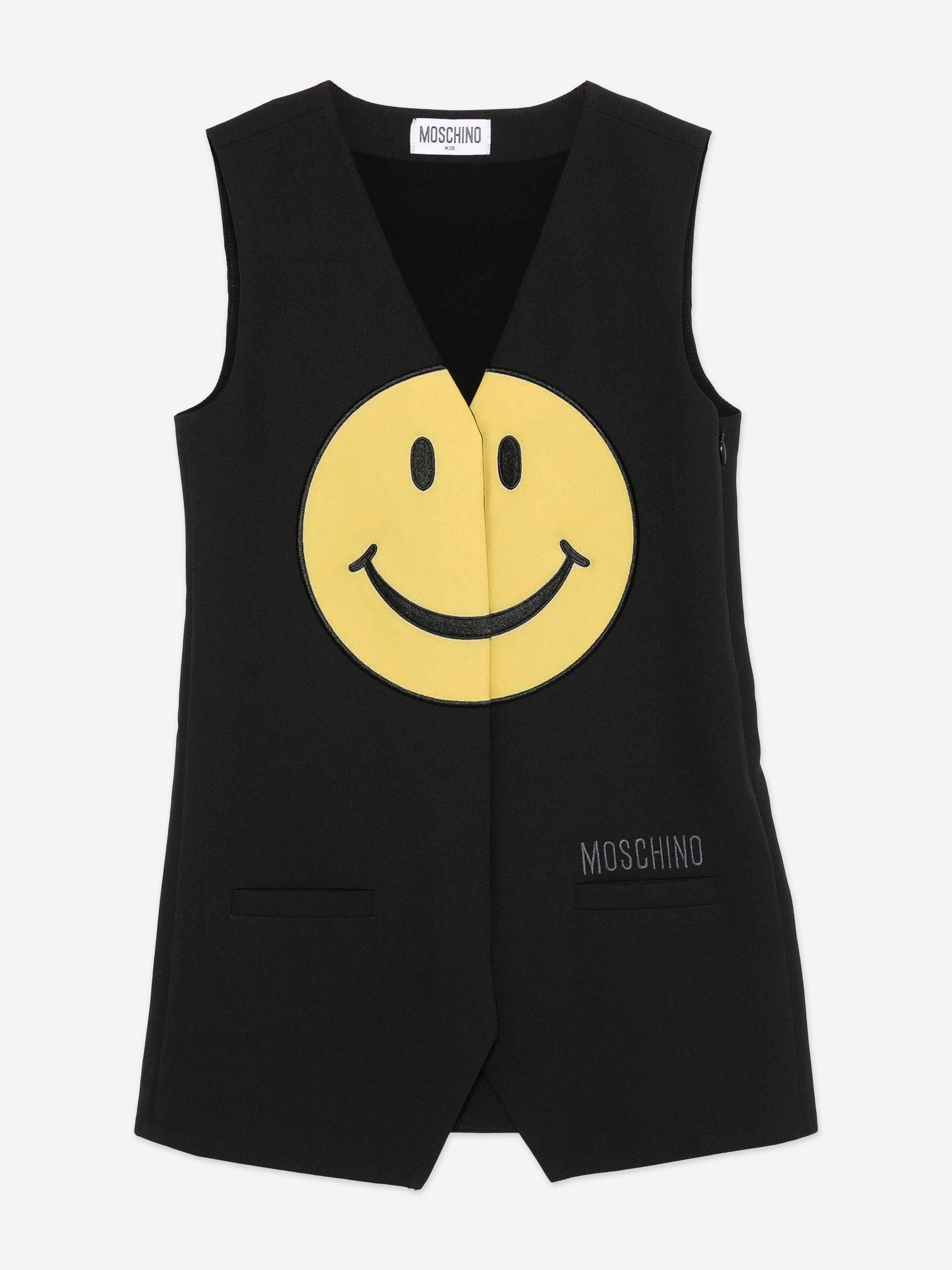 Moschino Girls Smiley Face Dress in Black Discount Explore