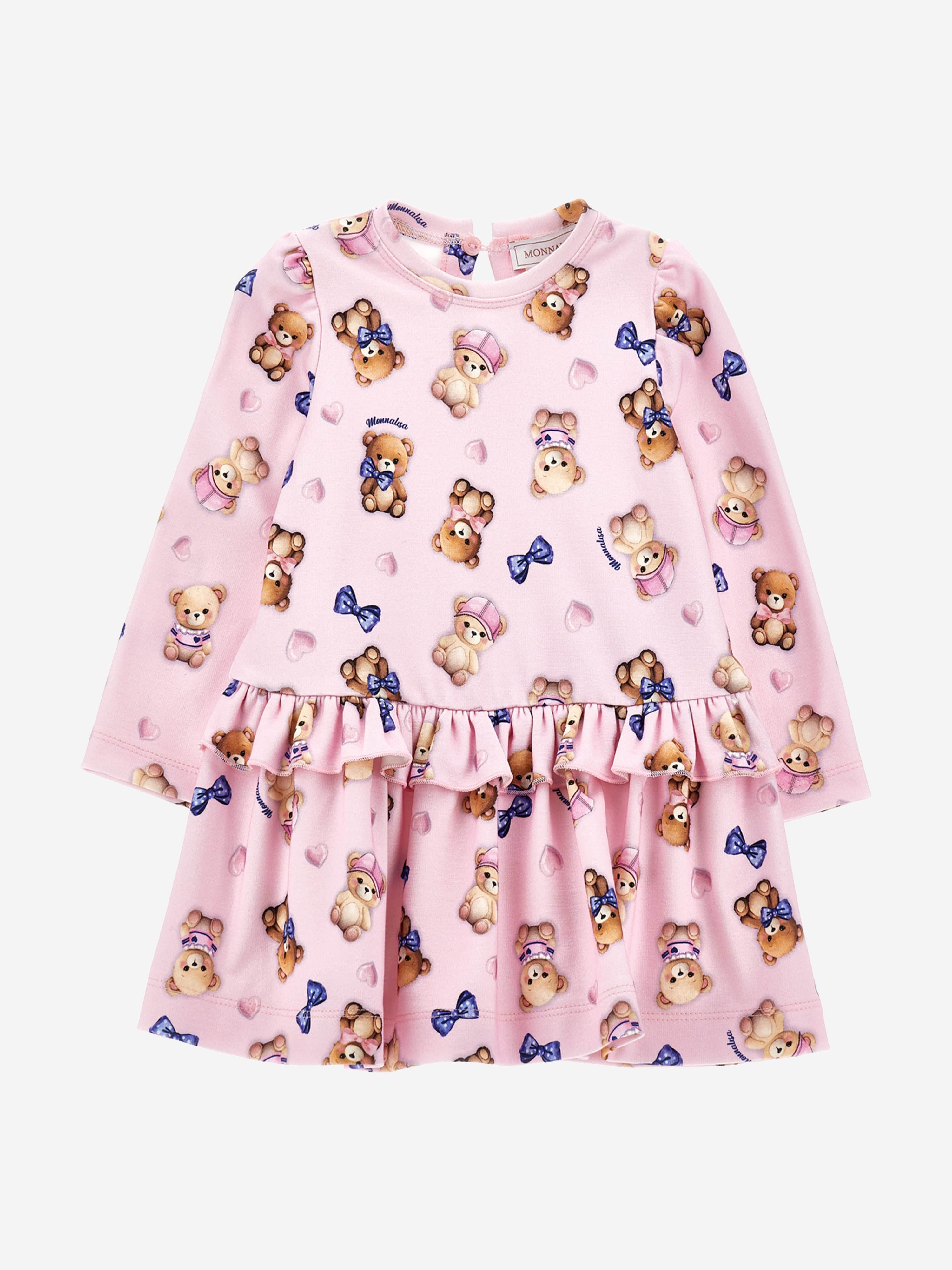 Monnalisa Baby Girls Bear Milano Dress in Pink Pre Order Online