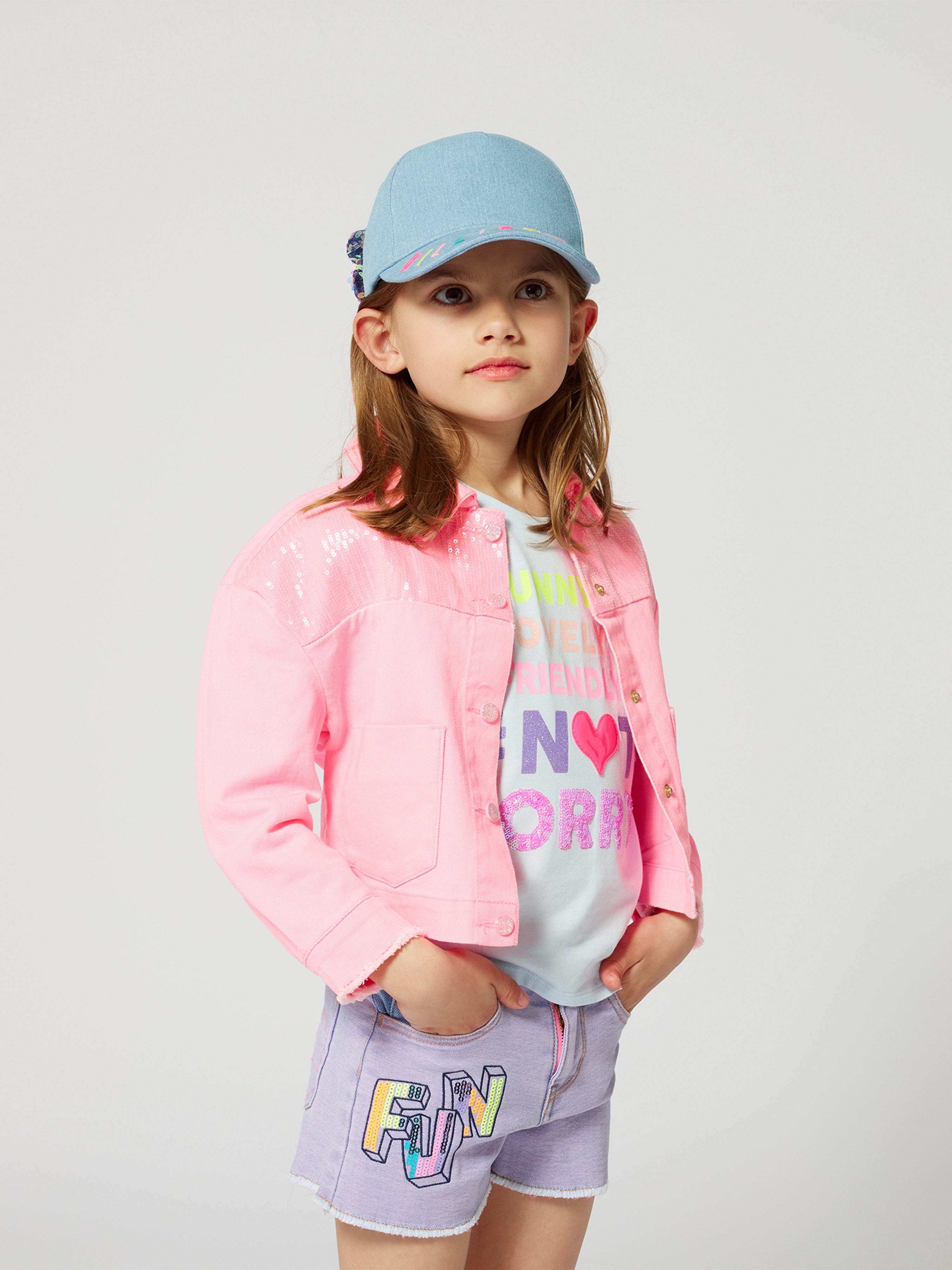 Girls Sequin Denim Jacket in Pink Cheap Sale Looking For