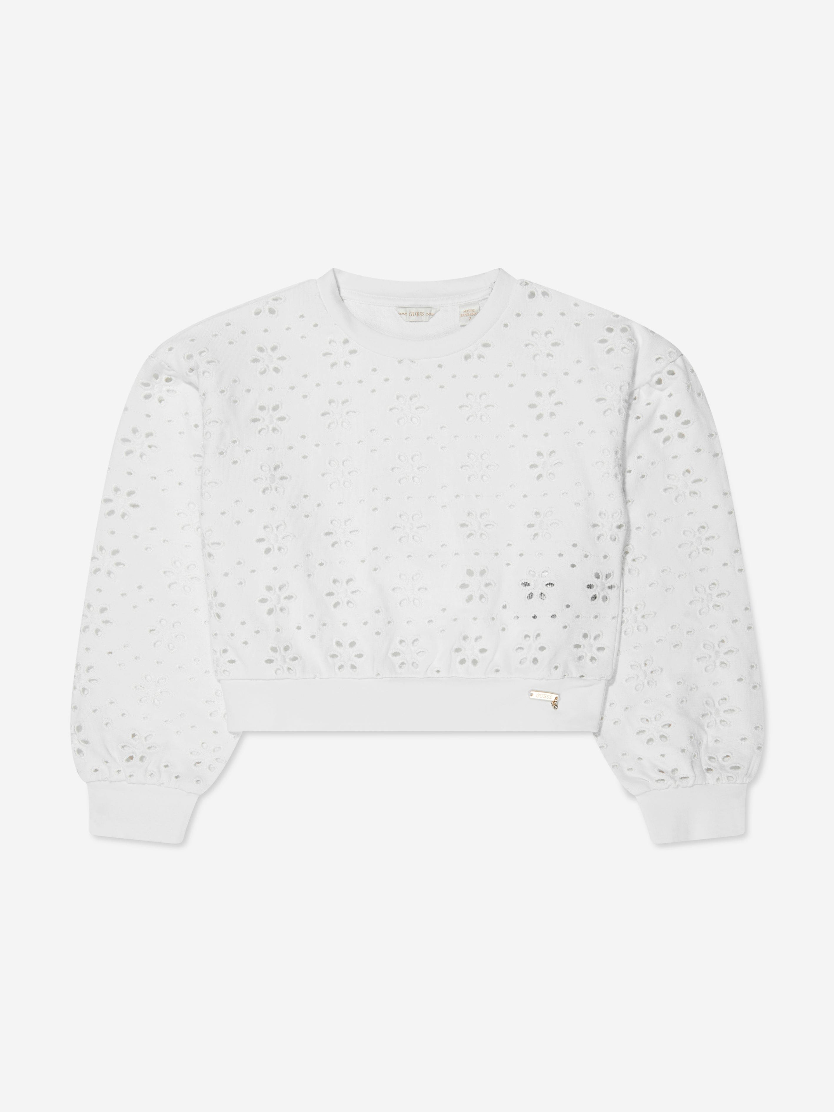 Guess Girls Sangallo Sweatshirt in White New Arrival