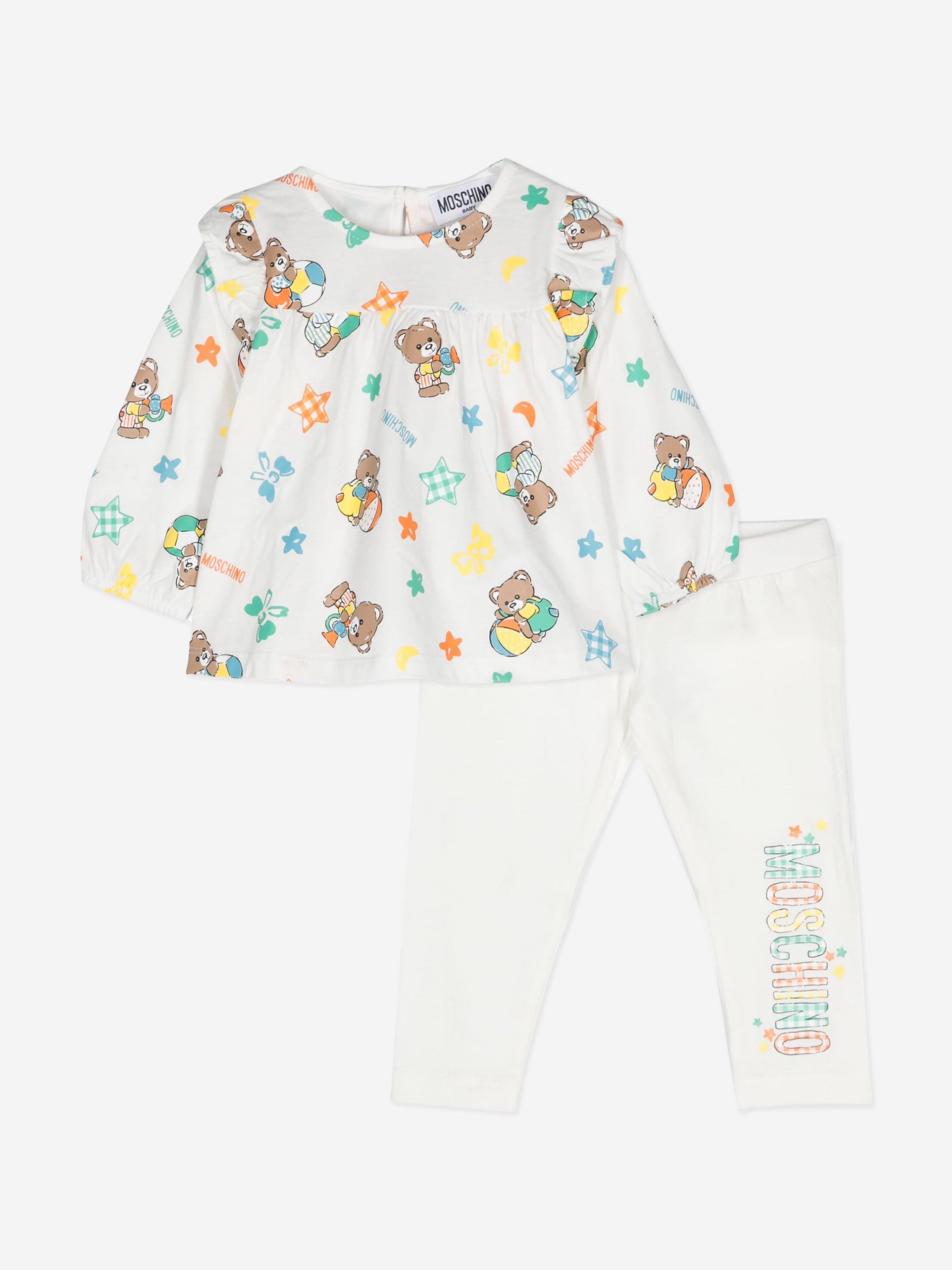 Moschino Baby Girls Bear Logo Leggings Set in Ivory Cheap Pices Authentic