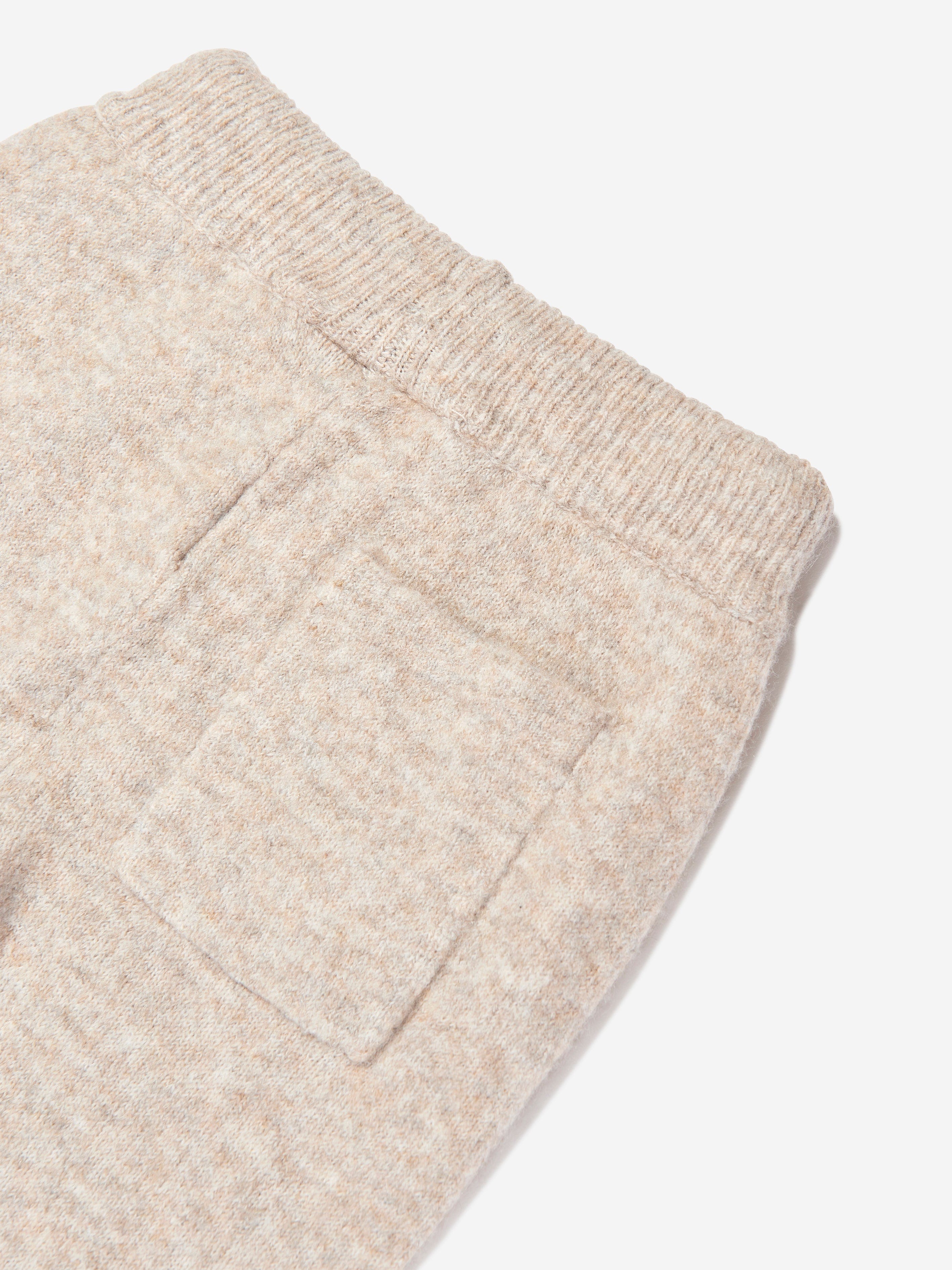 The Couture Club Kids Fluffy Knit Emblem Joggers in Beige Sale 2025 Unisex