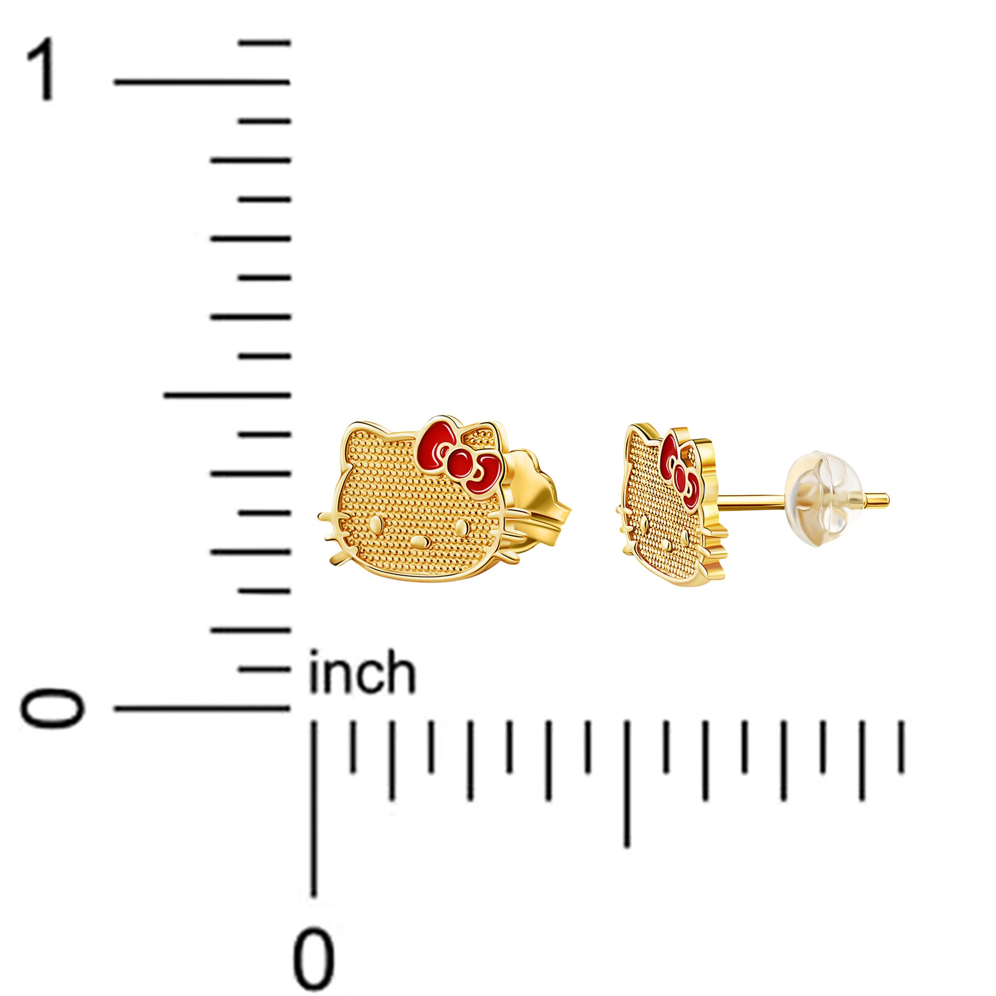 Hello Kitty 10K Yellow Gold Stud Earrings With Enamel Bow High Quality Buy Online