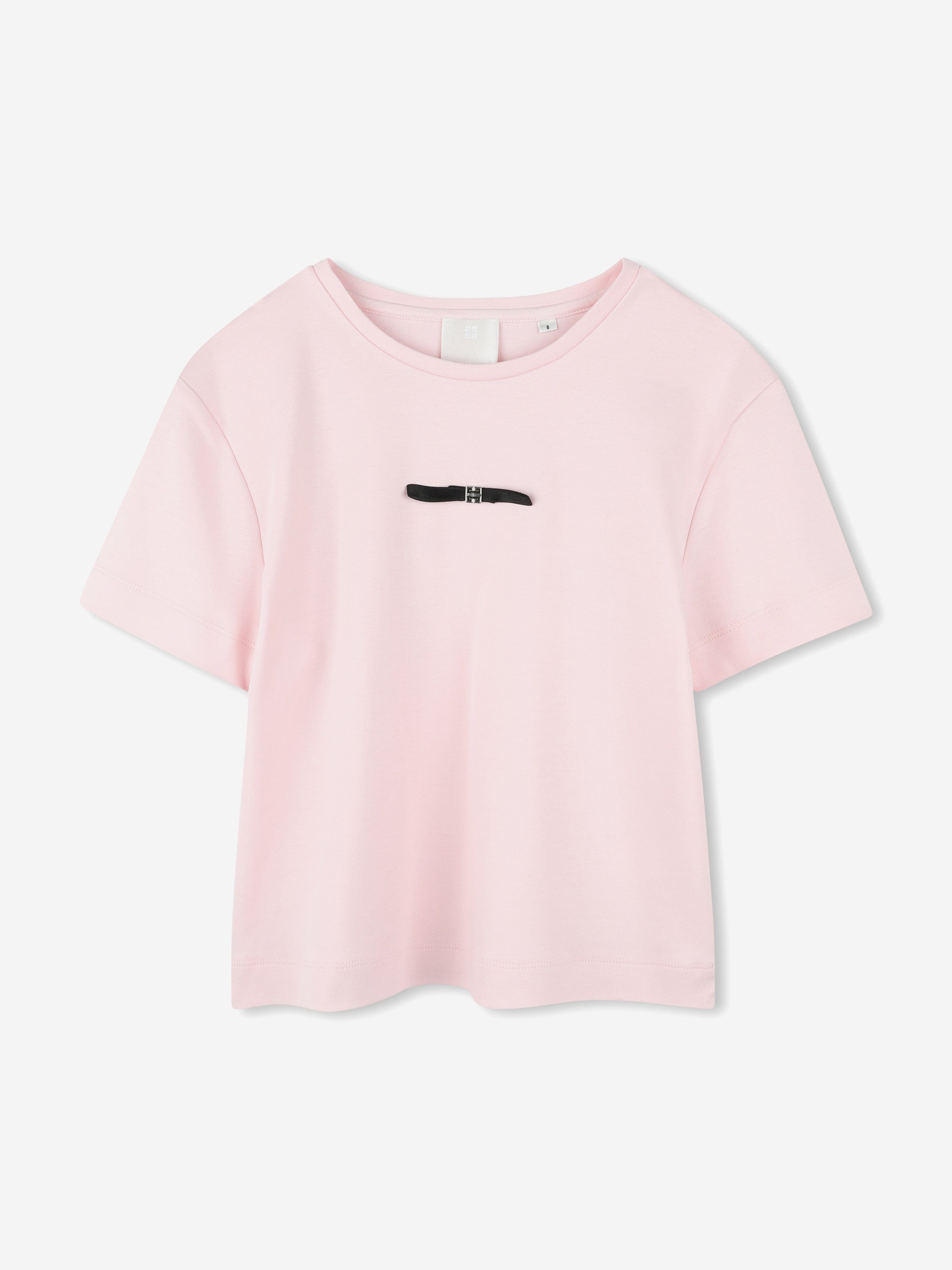 Girls 4G Satin Bow T-Shirt in Pink Marketable