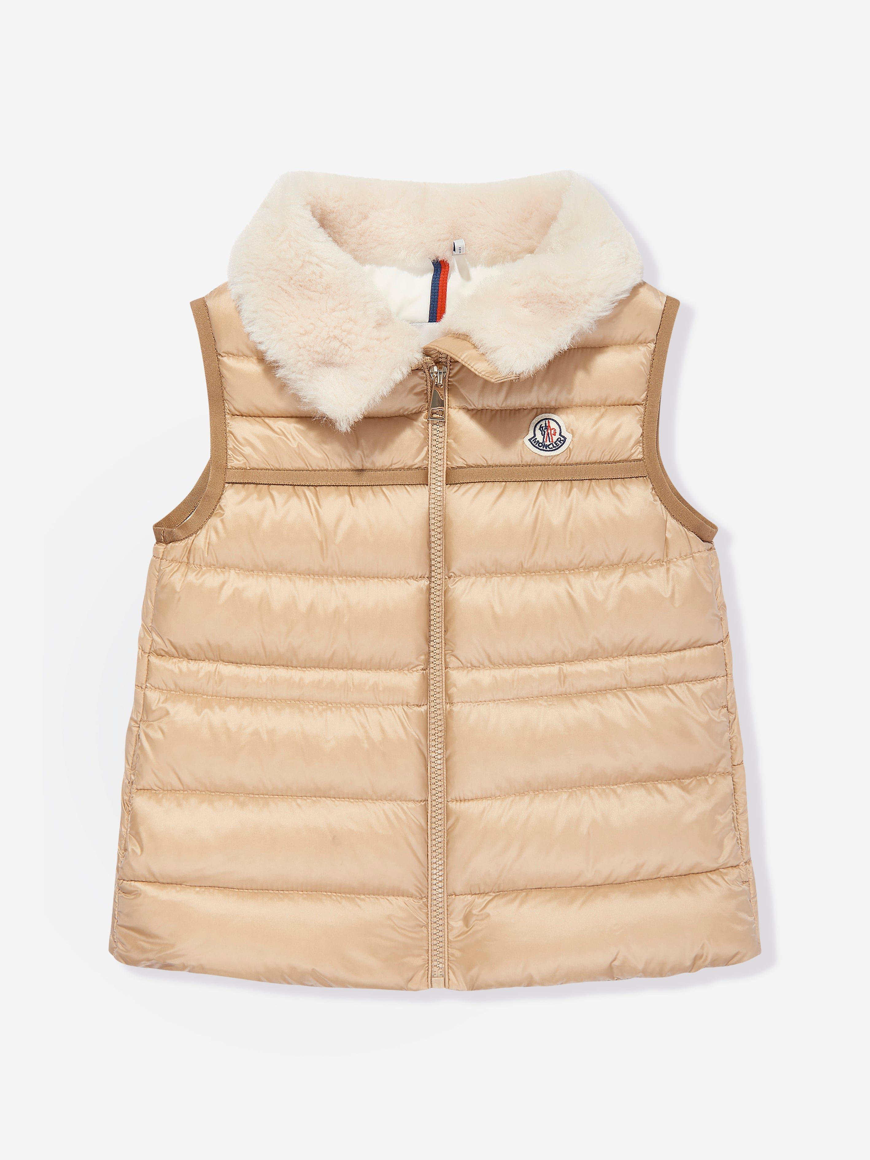 Moncler Enfant Girls Down Padded Elisheba Gilet in Beige Sale Professional
