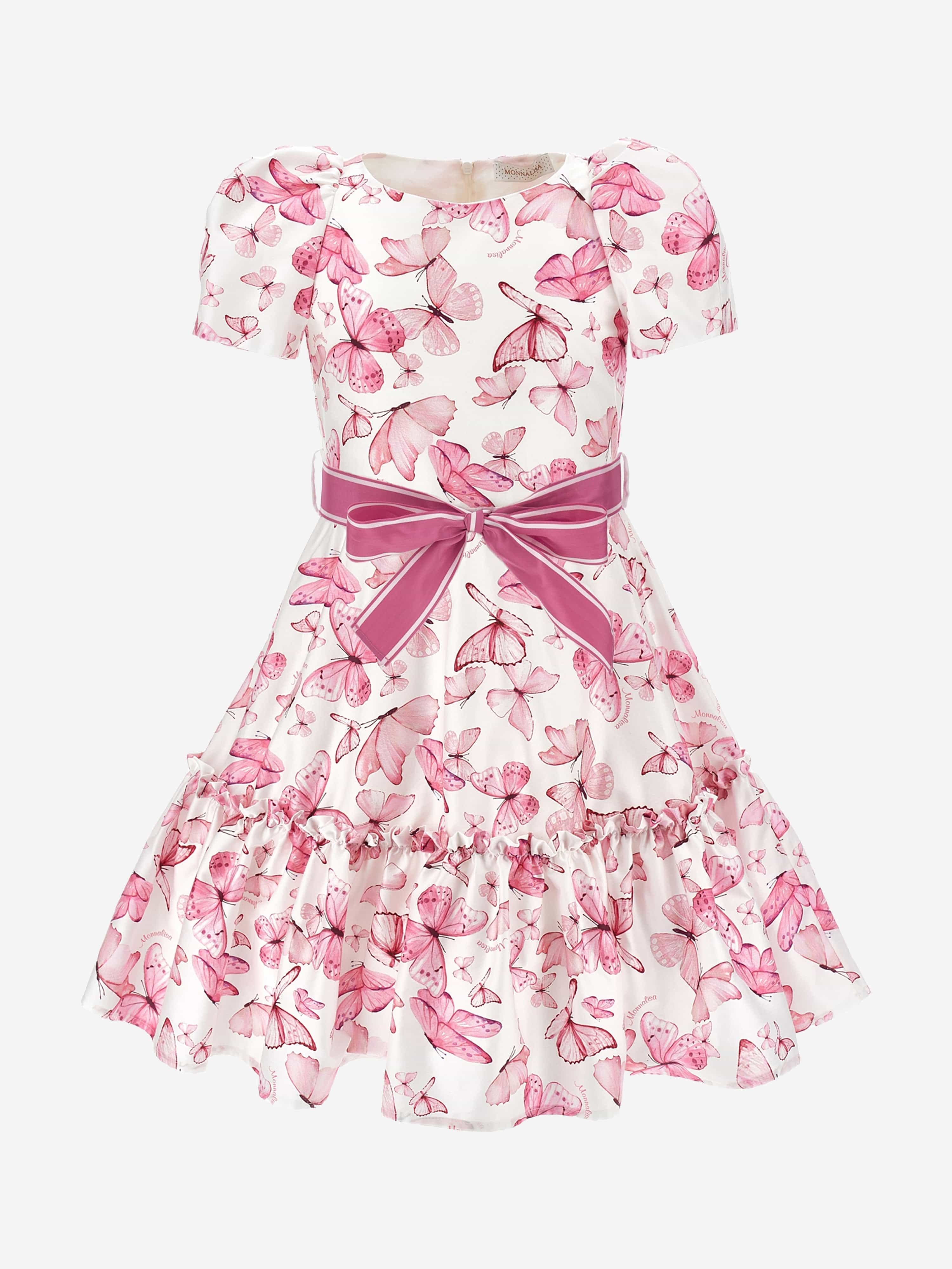 Girls Butterfly Print Dress in Pink Genuine Online