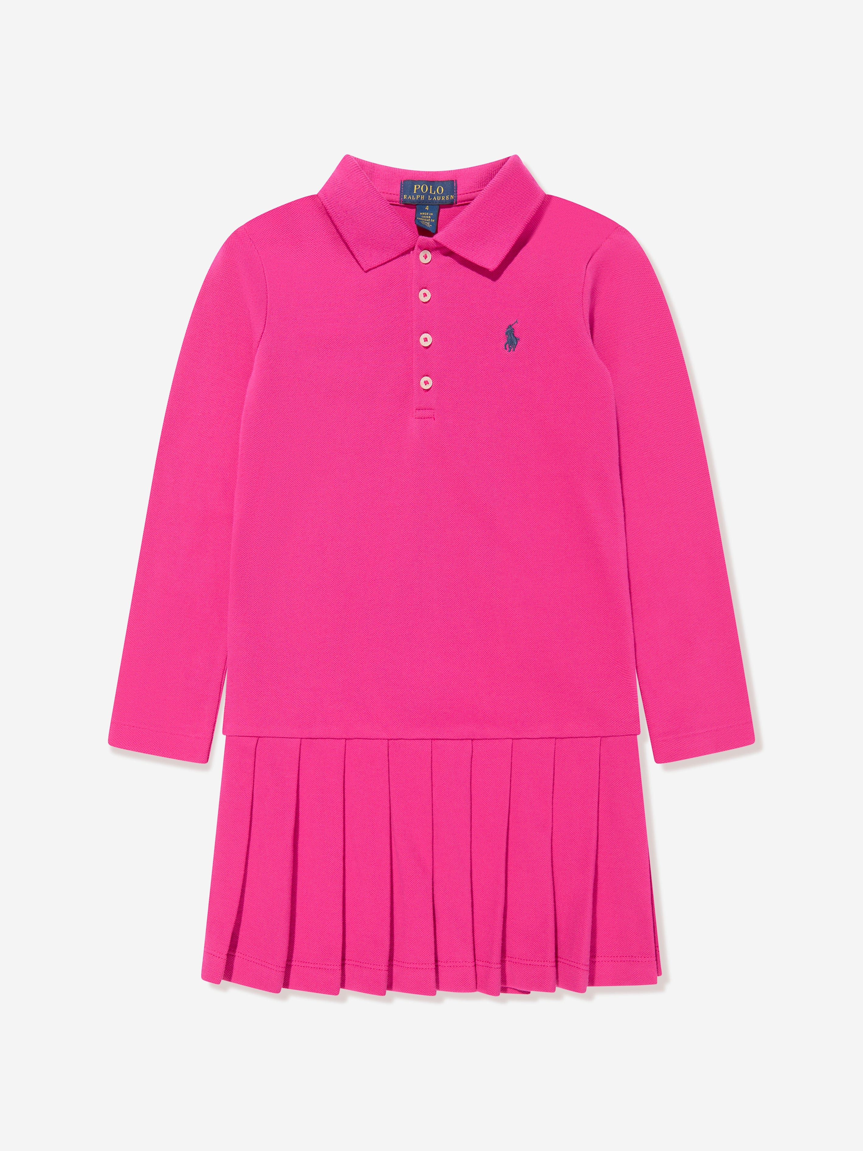 Ralph Lauren Girls Long Sleeve Polo Dress in Pink Clearance Amazing Pice