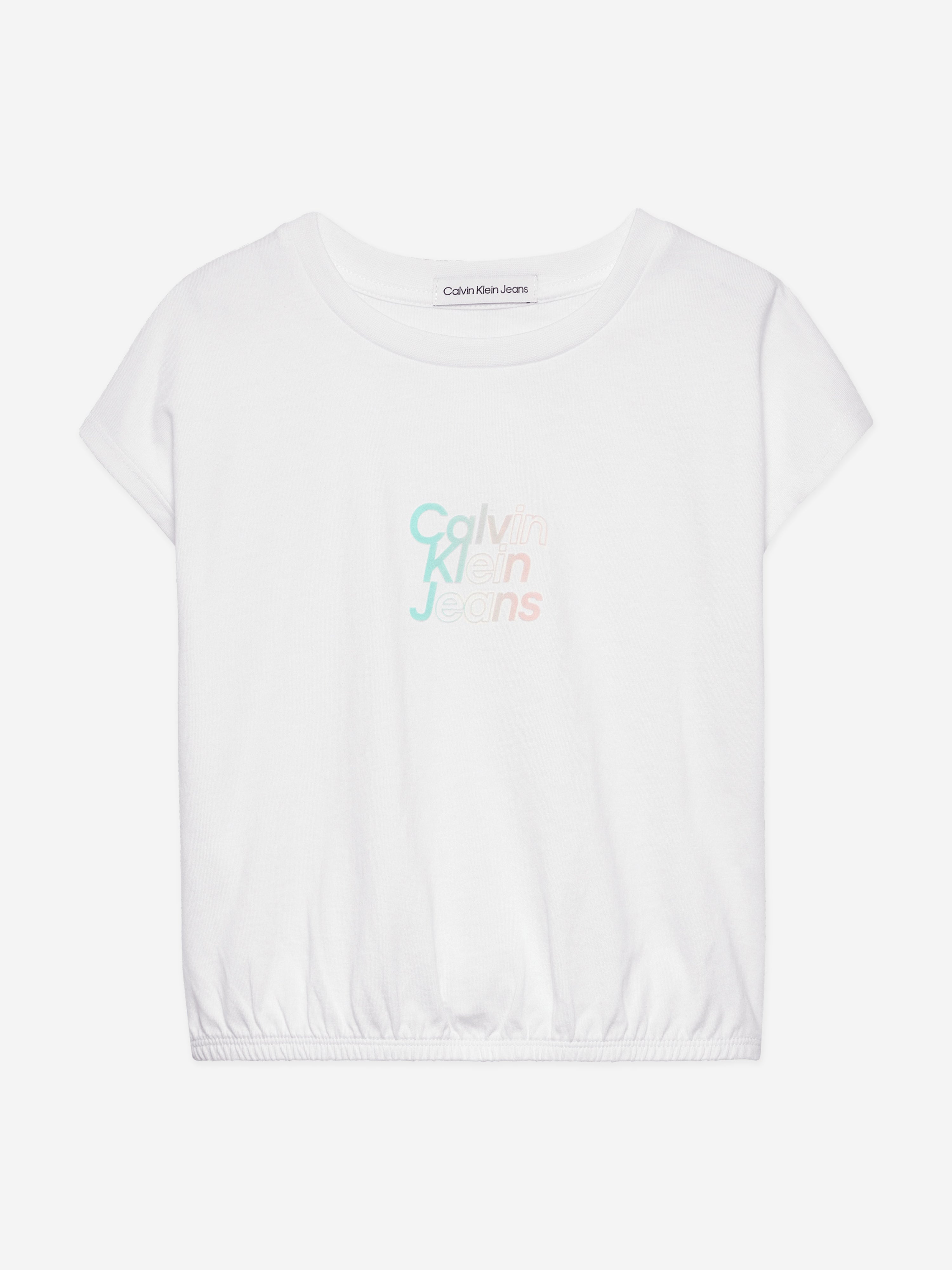 Calvin Klein Girls Gradient Flock Boxy T-Shirt in White Cheapest Pice